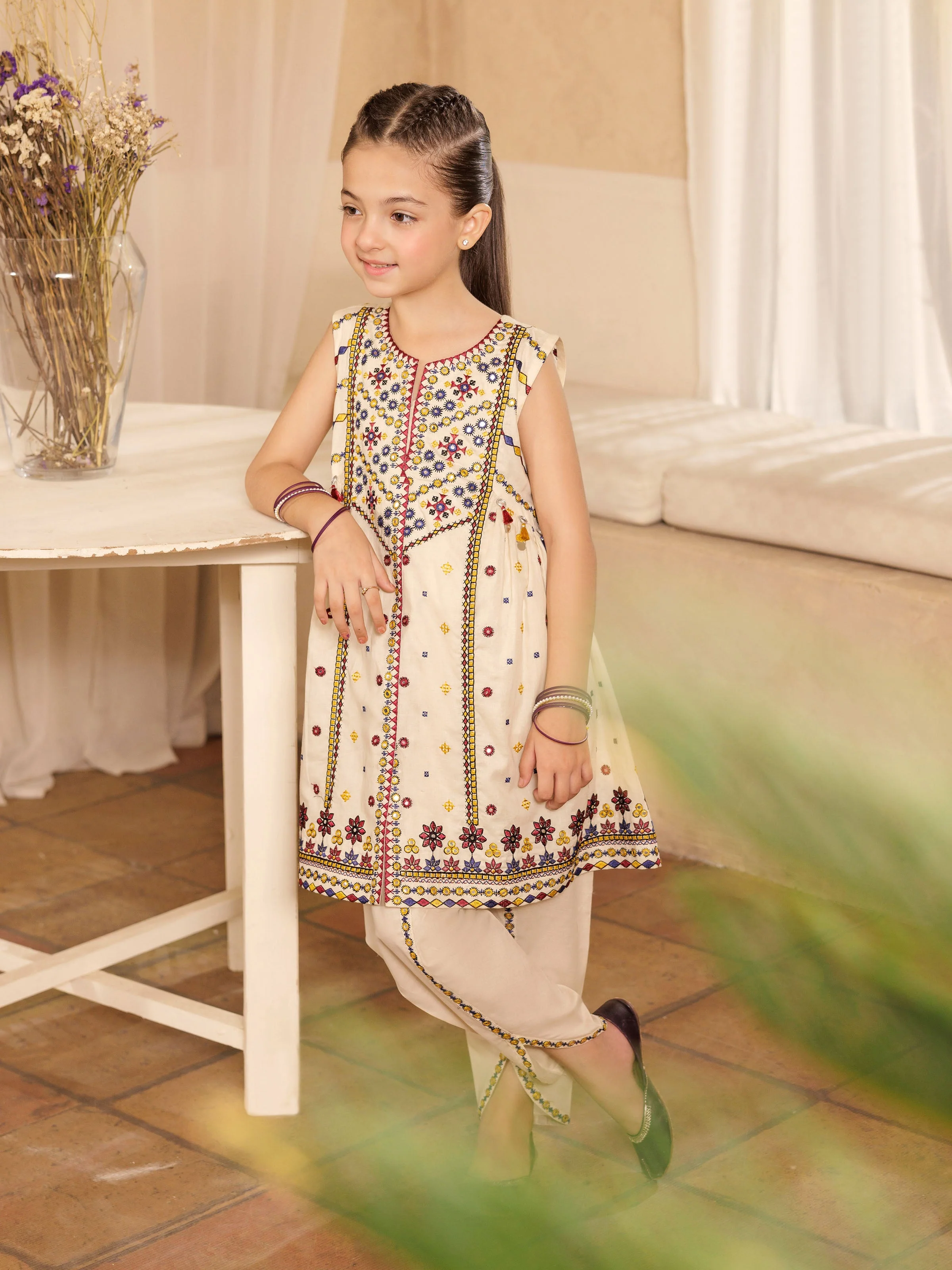 Embroidered Cambric Co-Ord Set - EGTKE5-71015ST