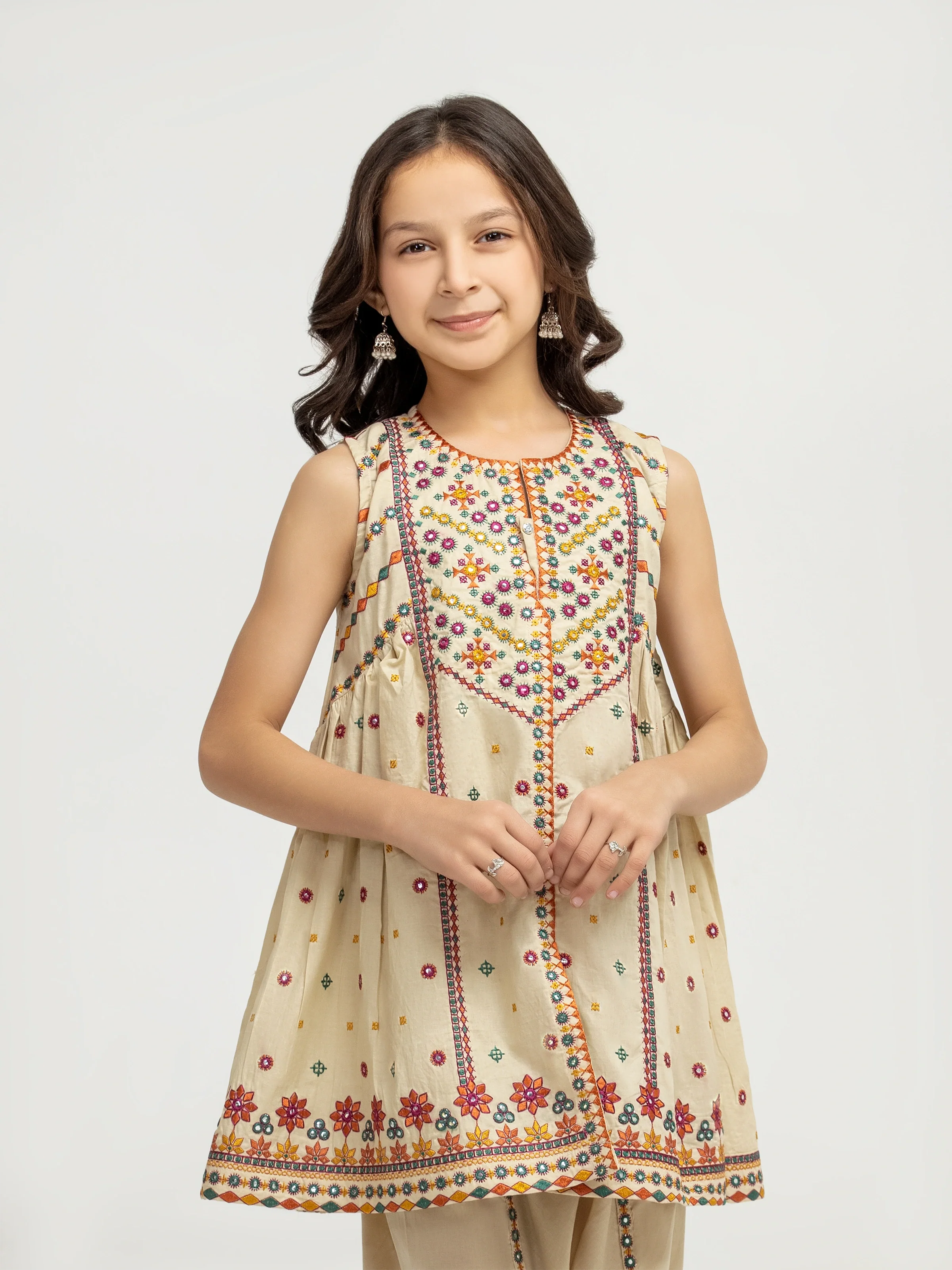 Embroidered Cambric Co-Ord Set - EGTKE5-73031ST - Image 2