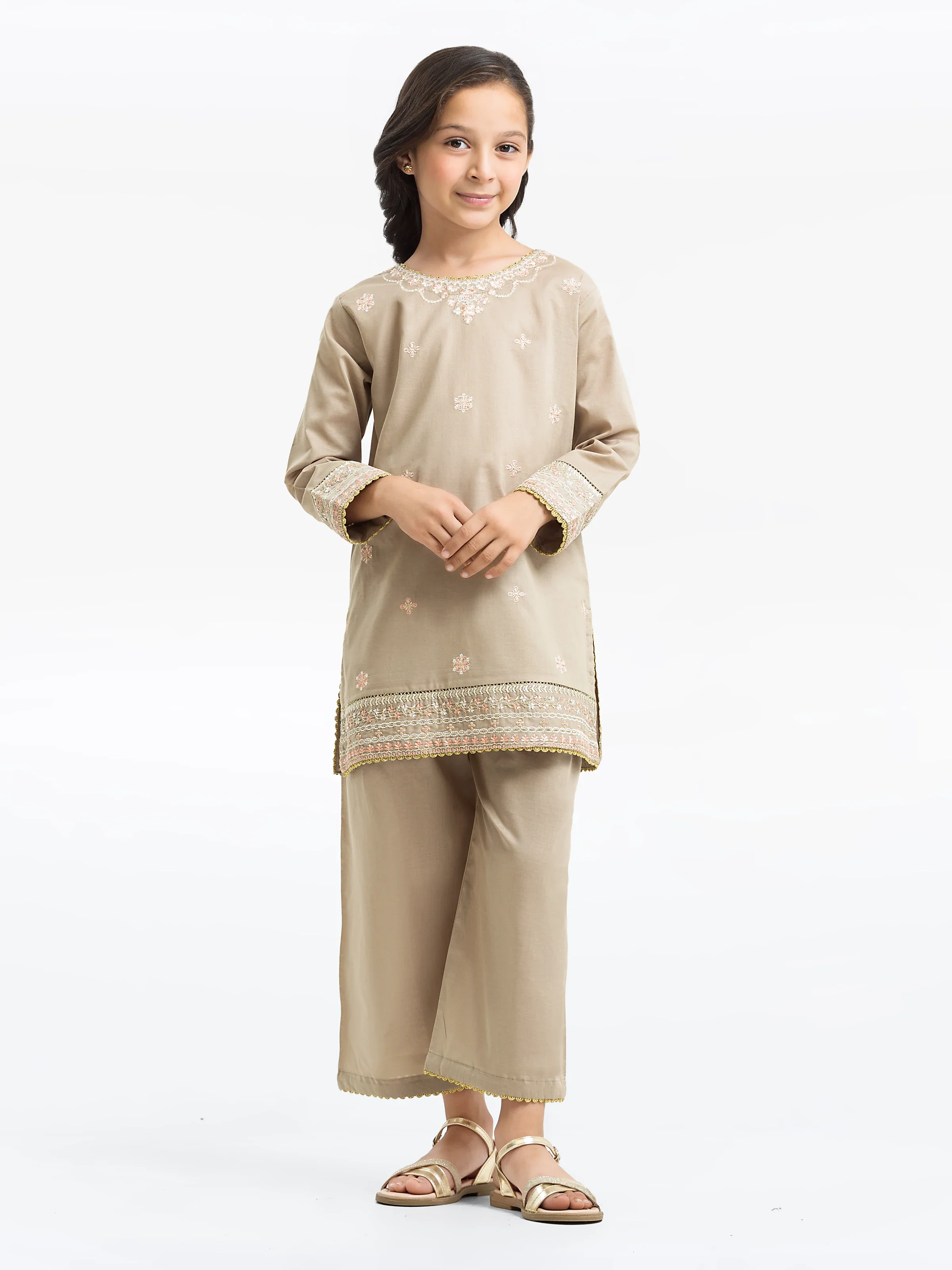 Embroidered Cambric Shirt Trouser - EGTKE24-70775ST