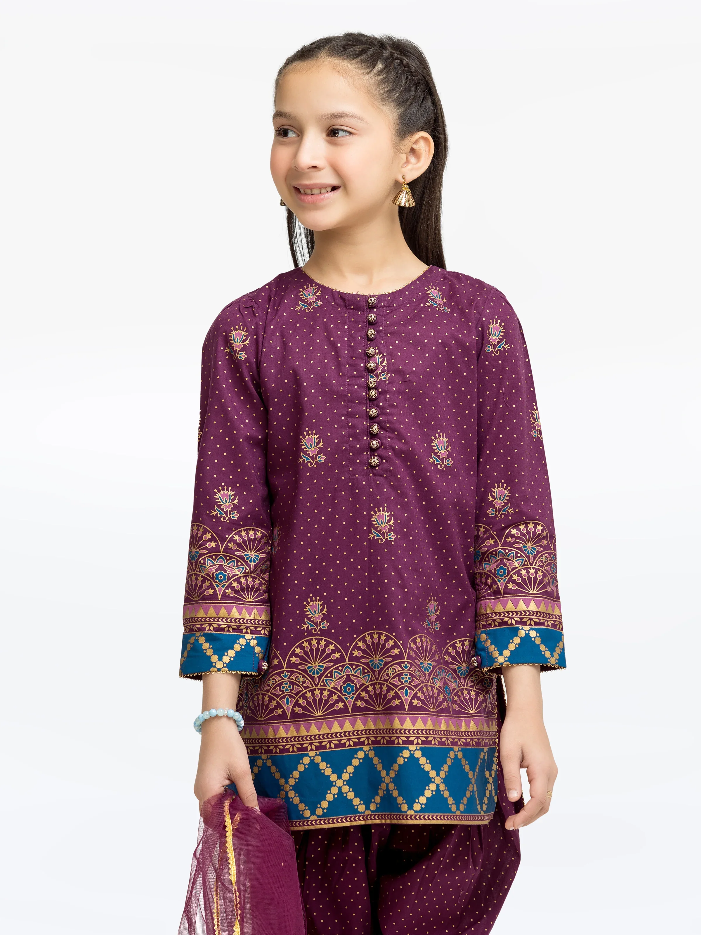 Block Print Cambric Suit - EGTKP5-70797-3P - Image 2