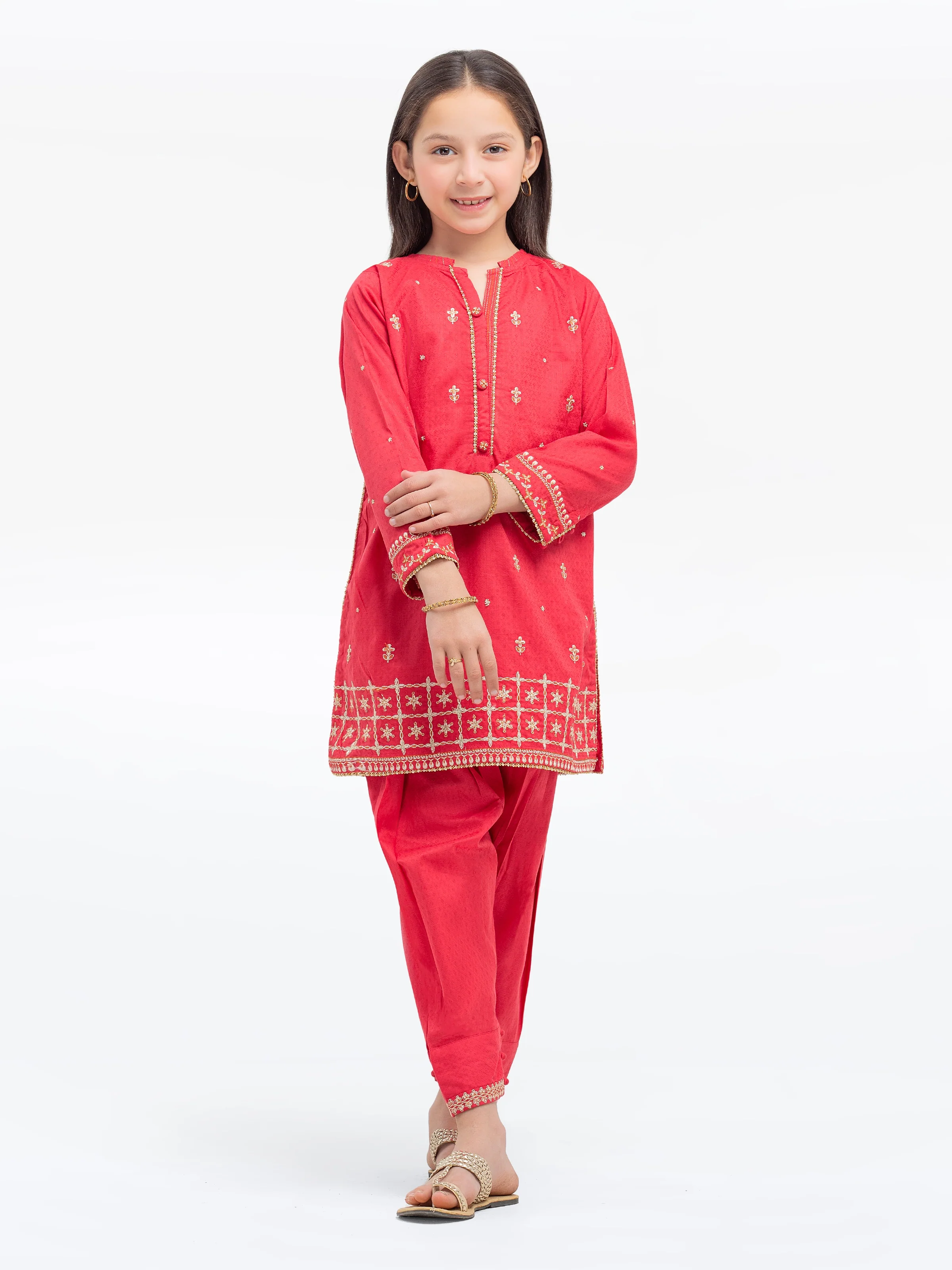 Embroidered Dobby Shirt Trouser - EGTKE24-70924ST