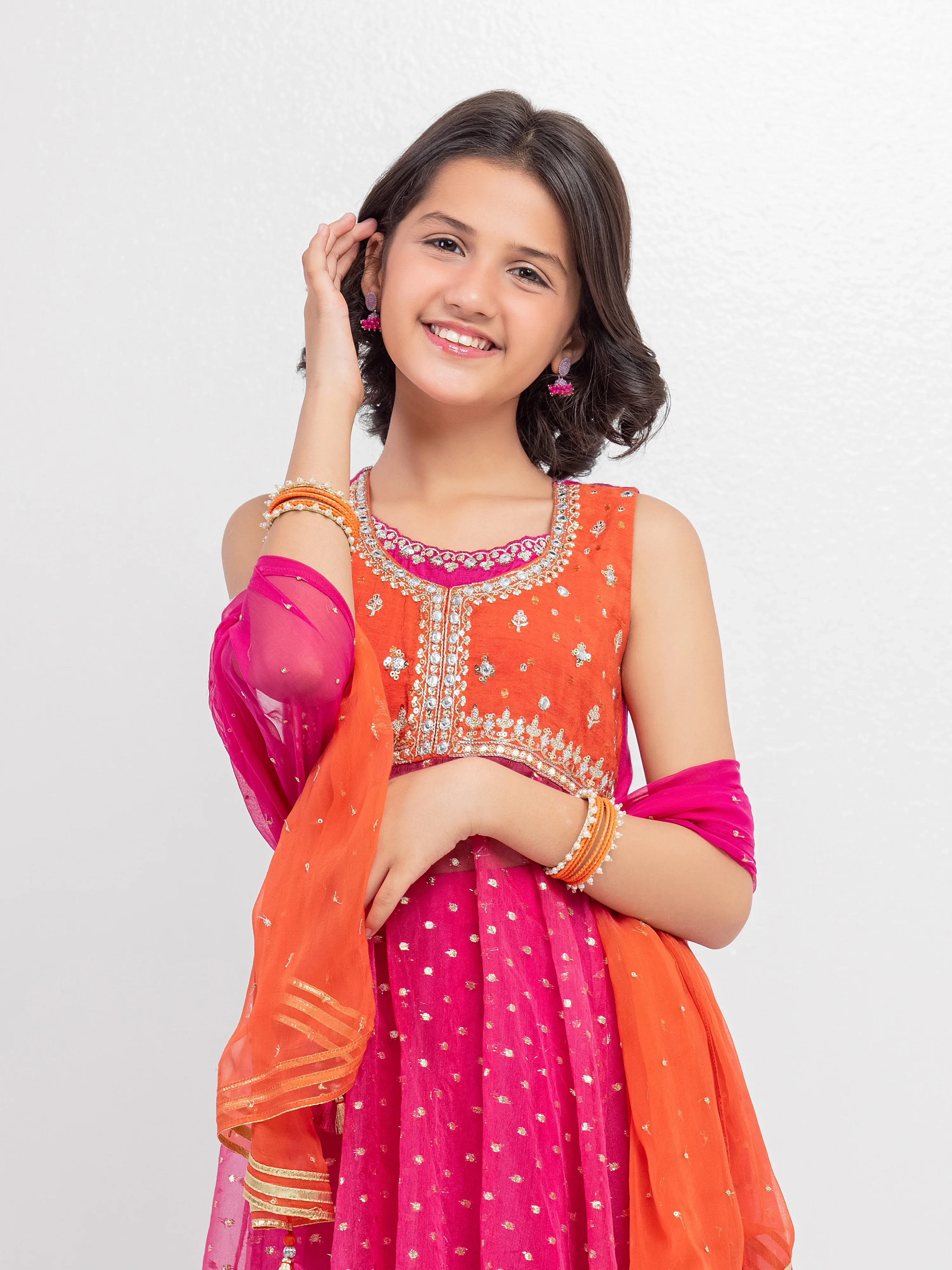 Embroidered Organza Suit - EGTPLED5-50061-3P - Image 2