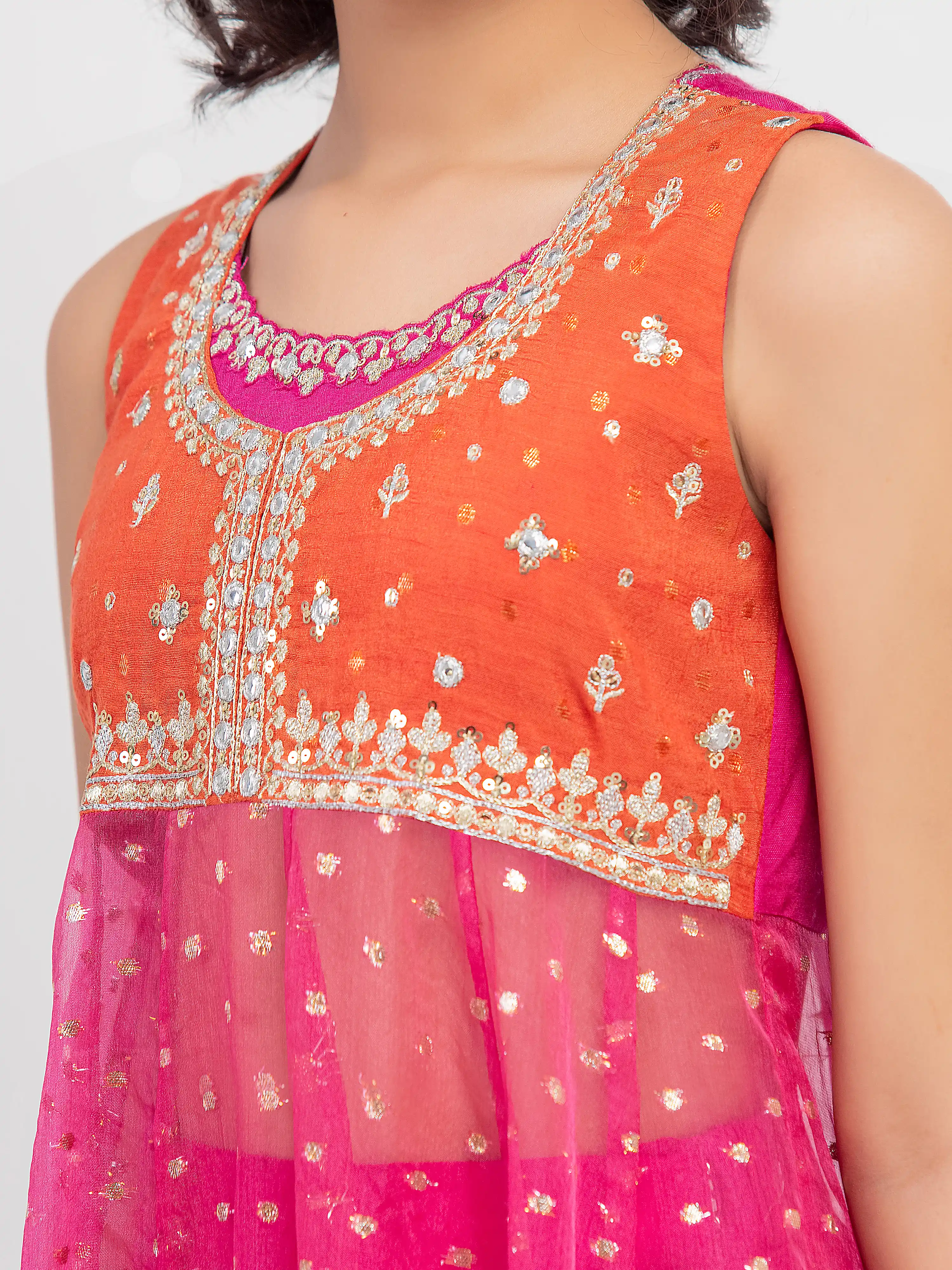 Embroidered Organza Suit - EGTPLED5-50061-3P - Image 3