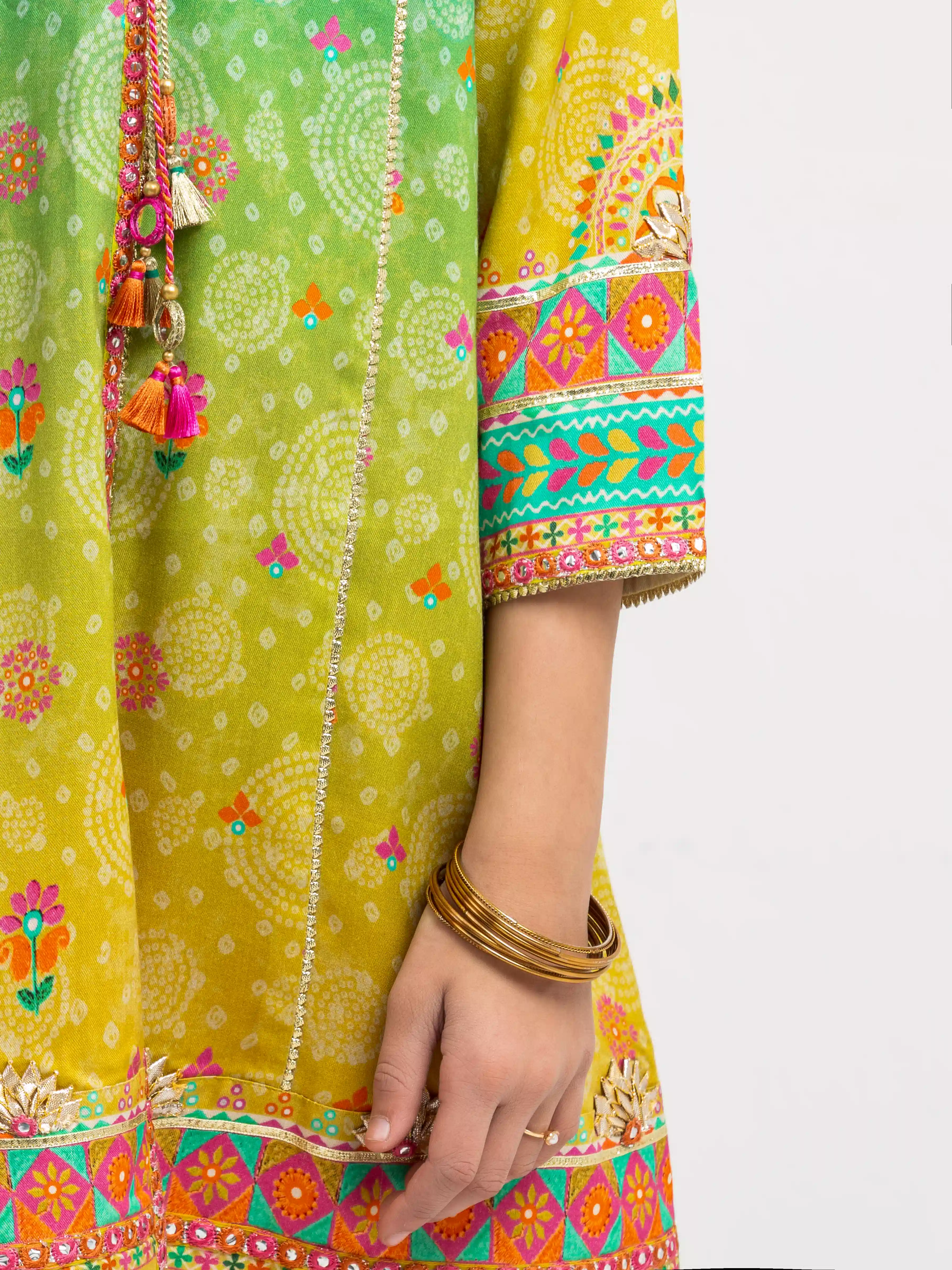 Printed Raw Silk Co-Ord Set - EGTKP6-74005ST - Image 3