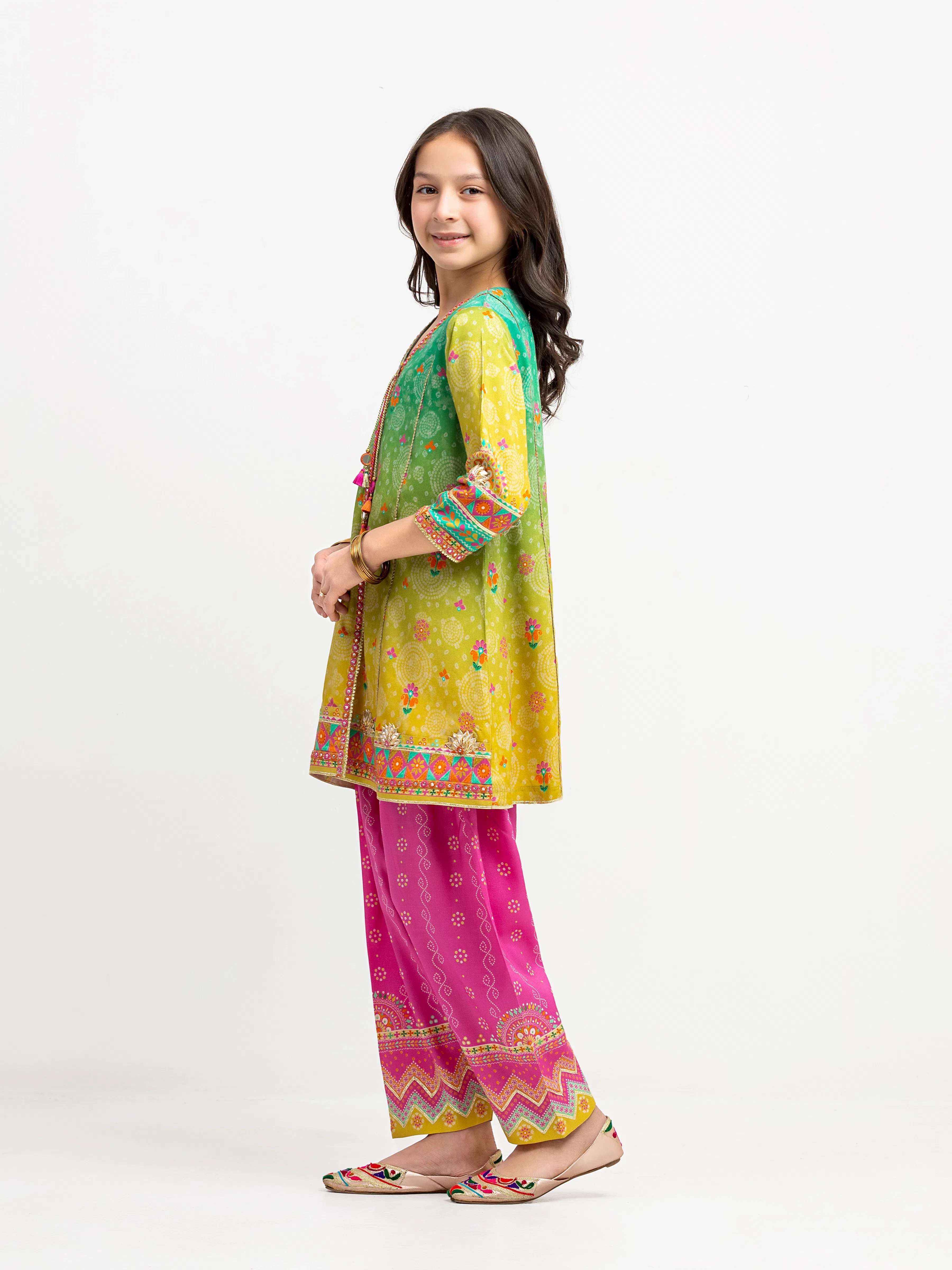 Printed Raw Silk Co-Ord Set - EGTKP6-74005ST - Image 5