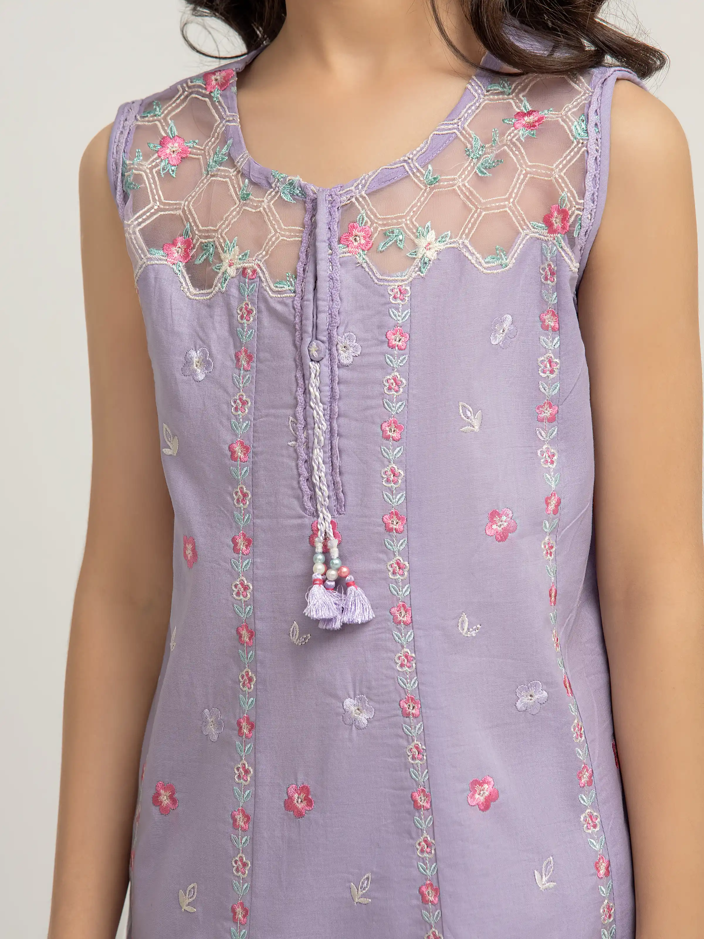 Embroidered Cambric Co-Ord Set - EGTKED5-73022ST - Image 3