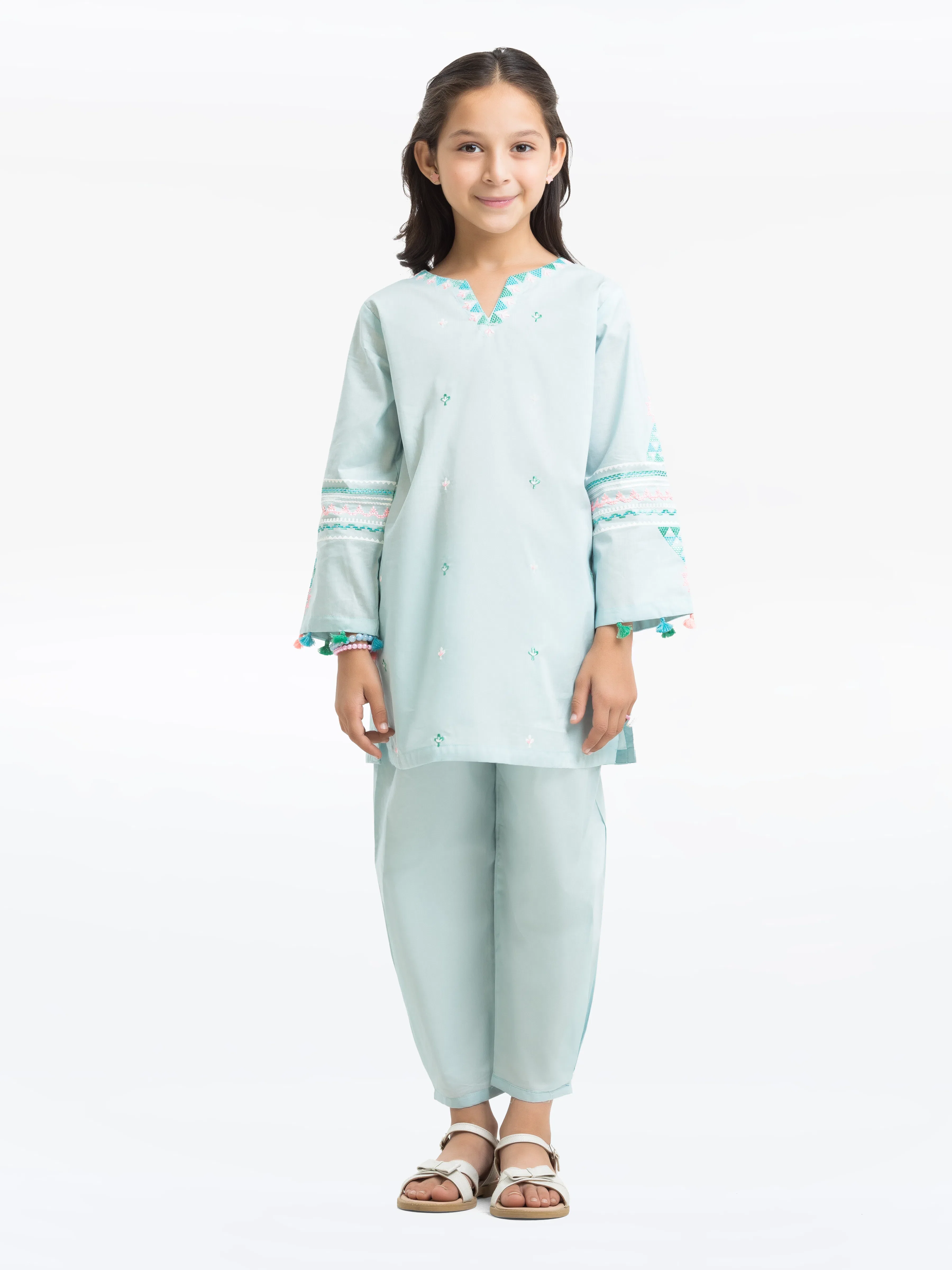 Embroidered Cambric Shirt Trouser - EGTKE24-70778ST