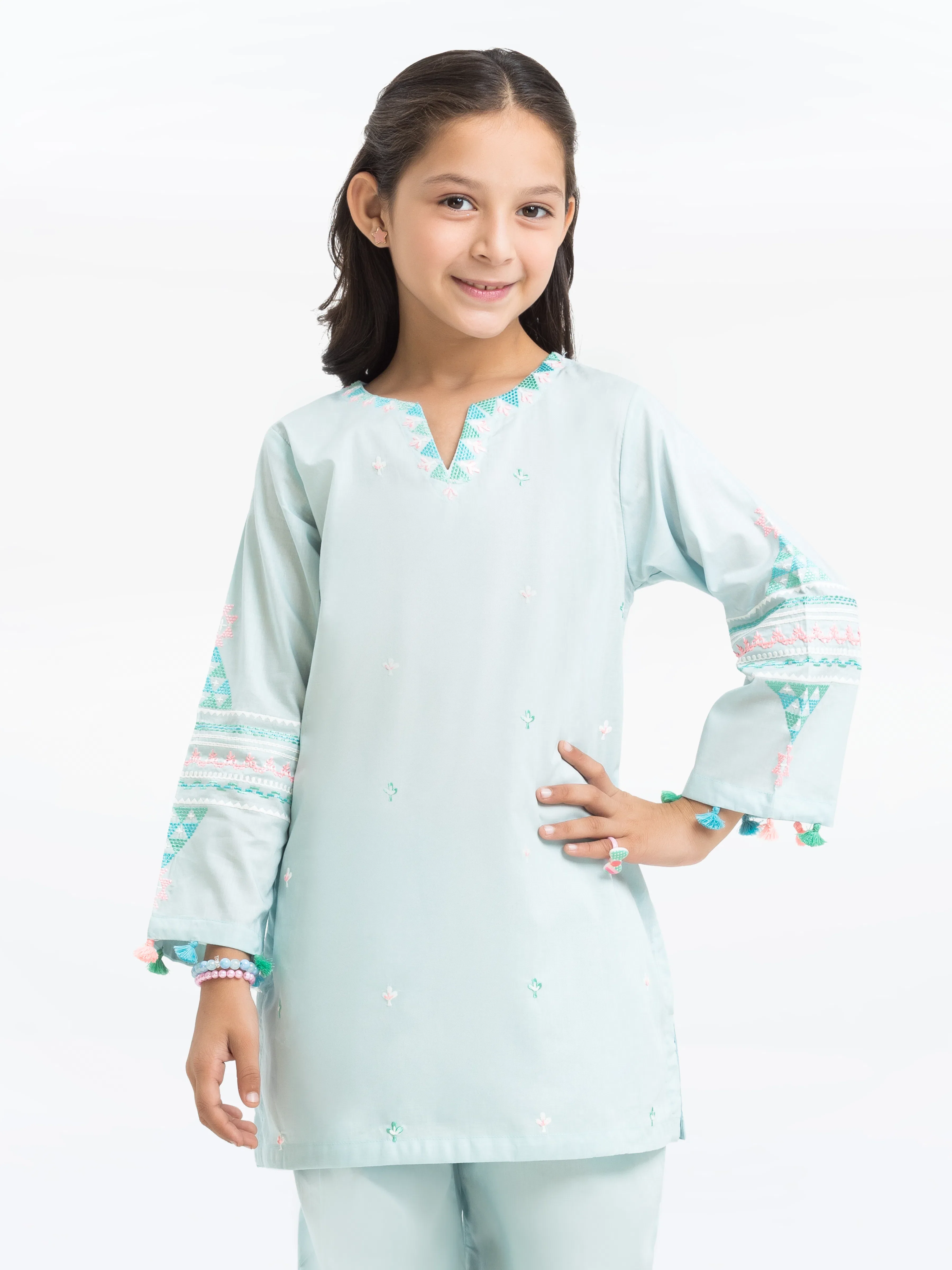 Embroidered Cambric Shirt Trouser - EGTKE24-70778ST - Image 2