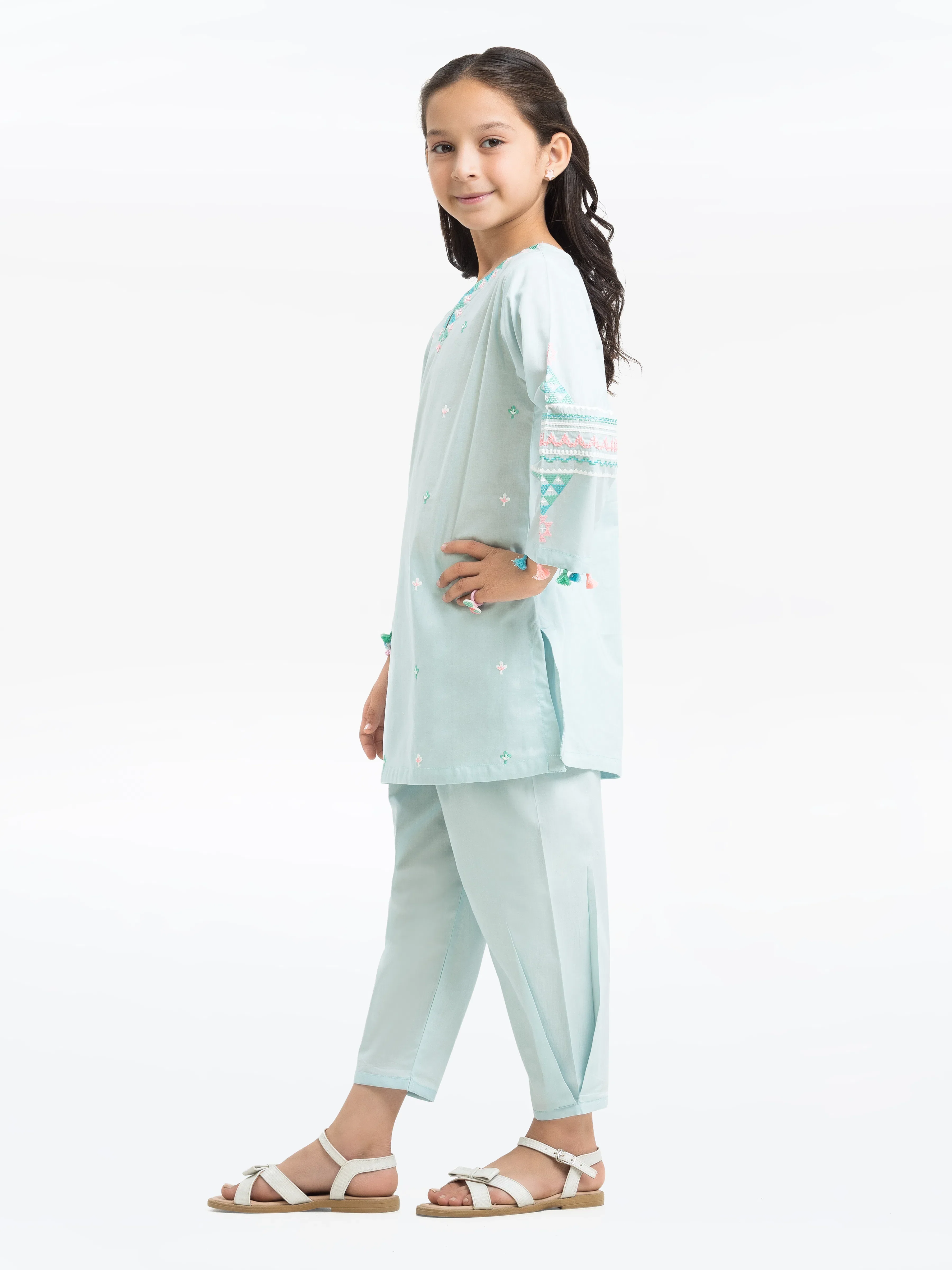 Embroidered Cambric Shirt Trouser - EGTKE24-70778ST - Image 5