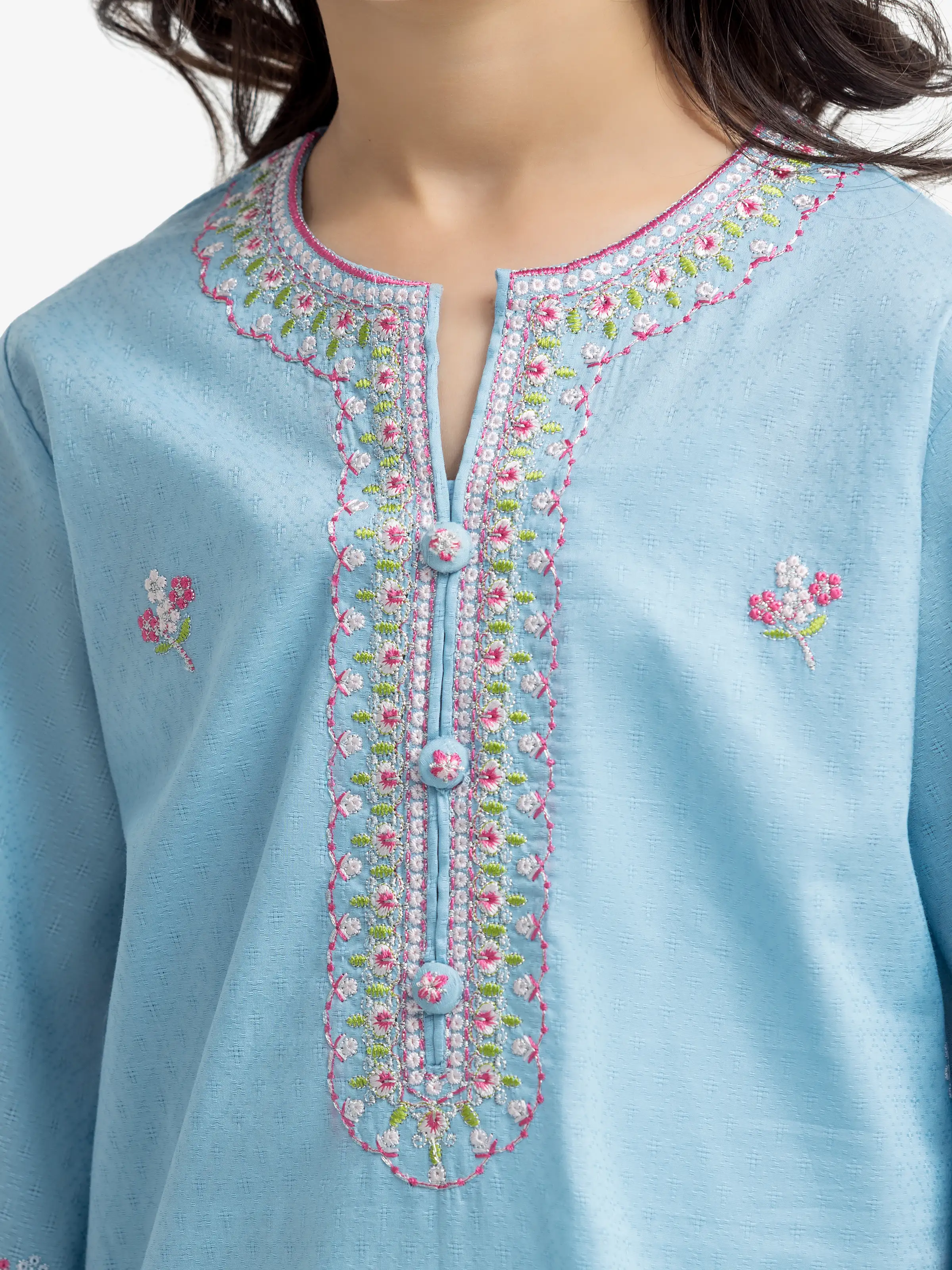 Embroidered Dobby Shirt Trouser - EGTKE24-70923ST - Image 3
