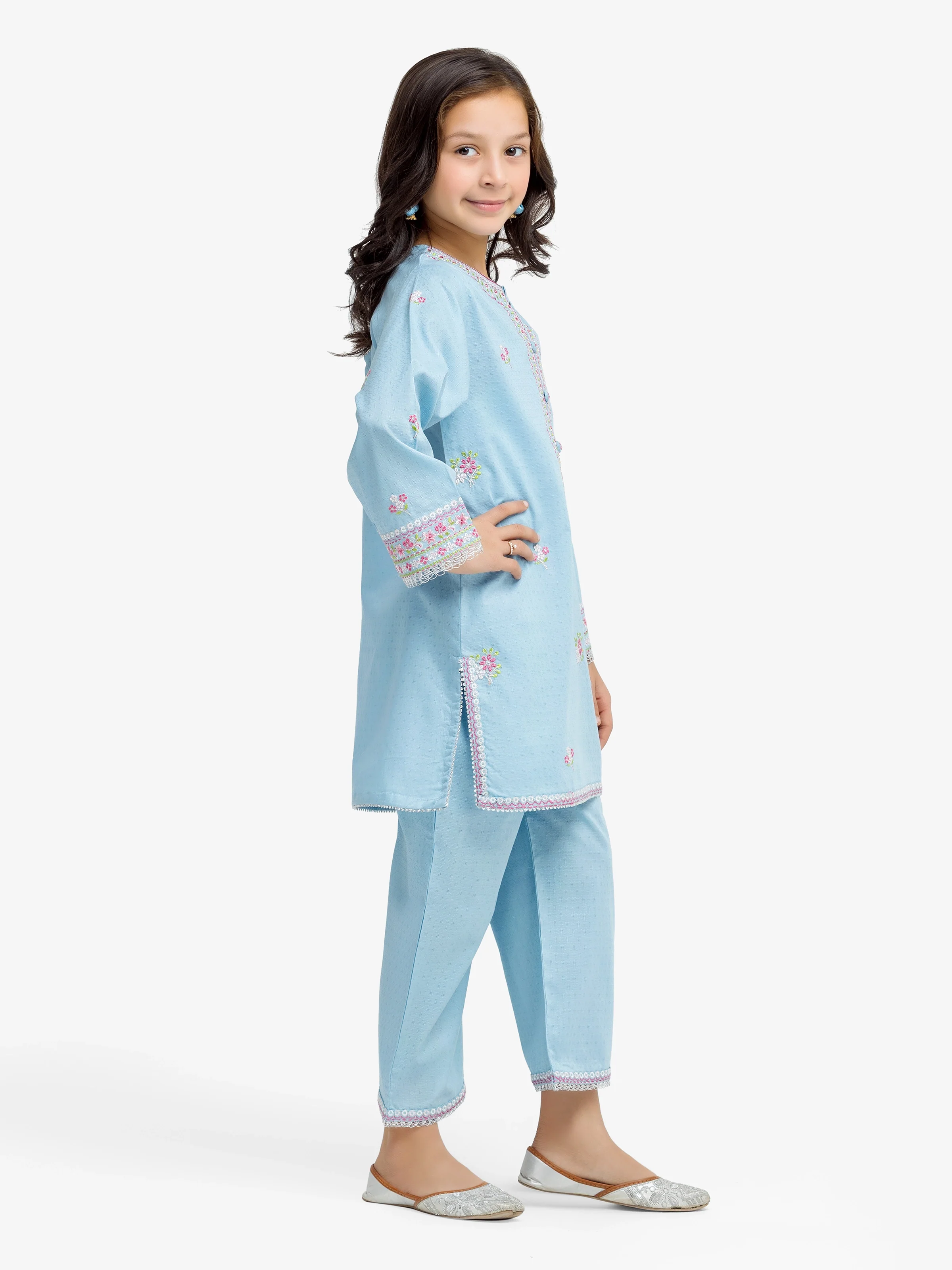 Embroidered Dobby Shirt Trouser - EGTKE24-70923ST - Image 4