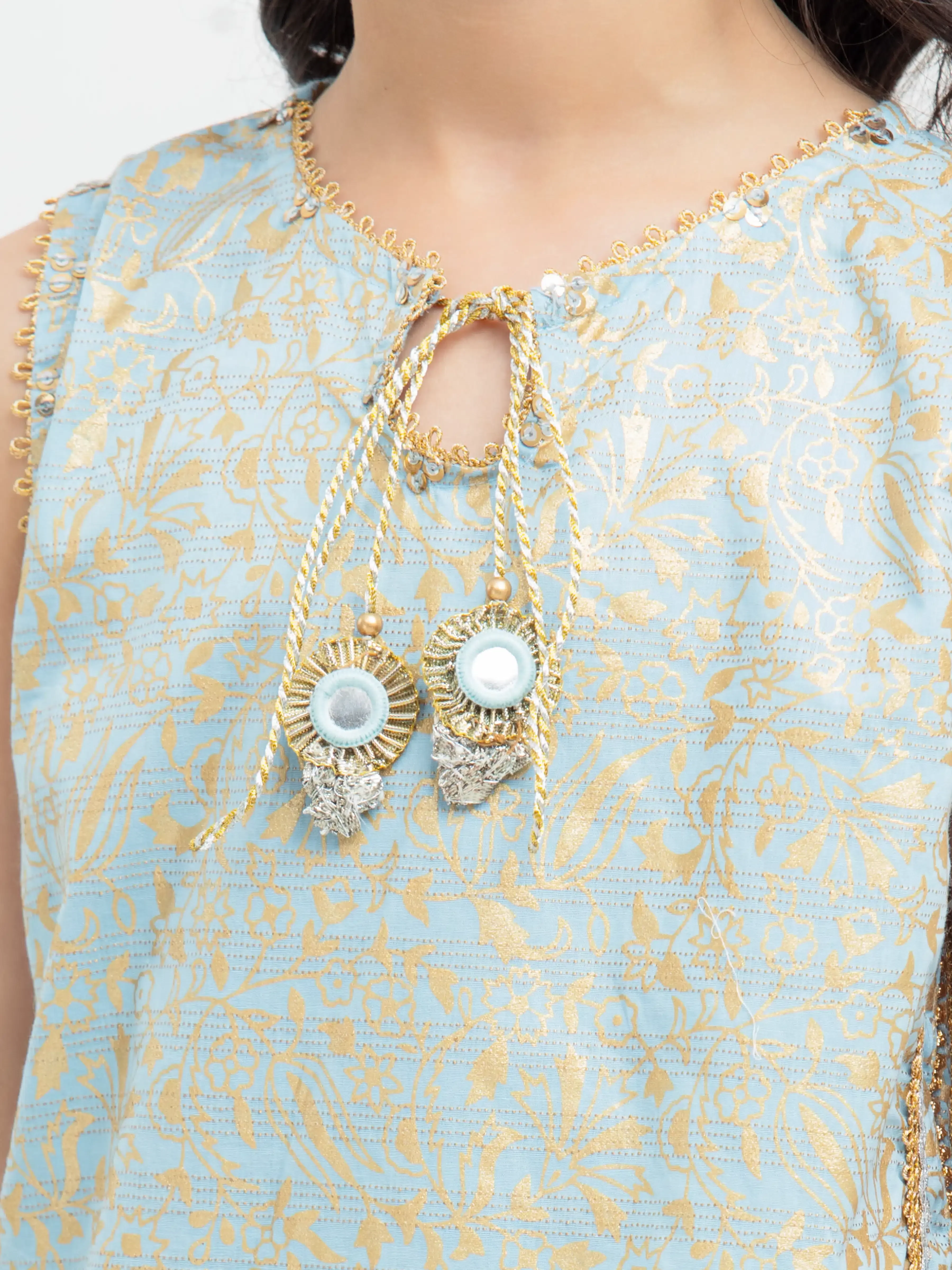 Block Print Cotton Gharara Suit - EGTPL5-50031-3P - Image 3