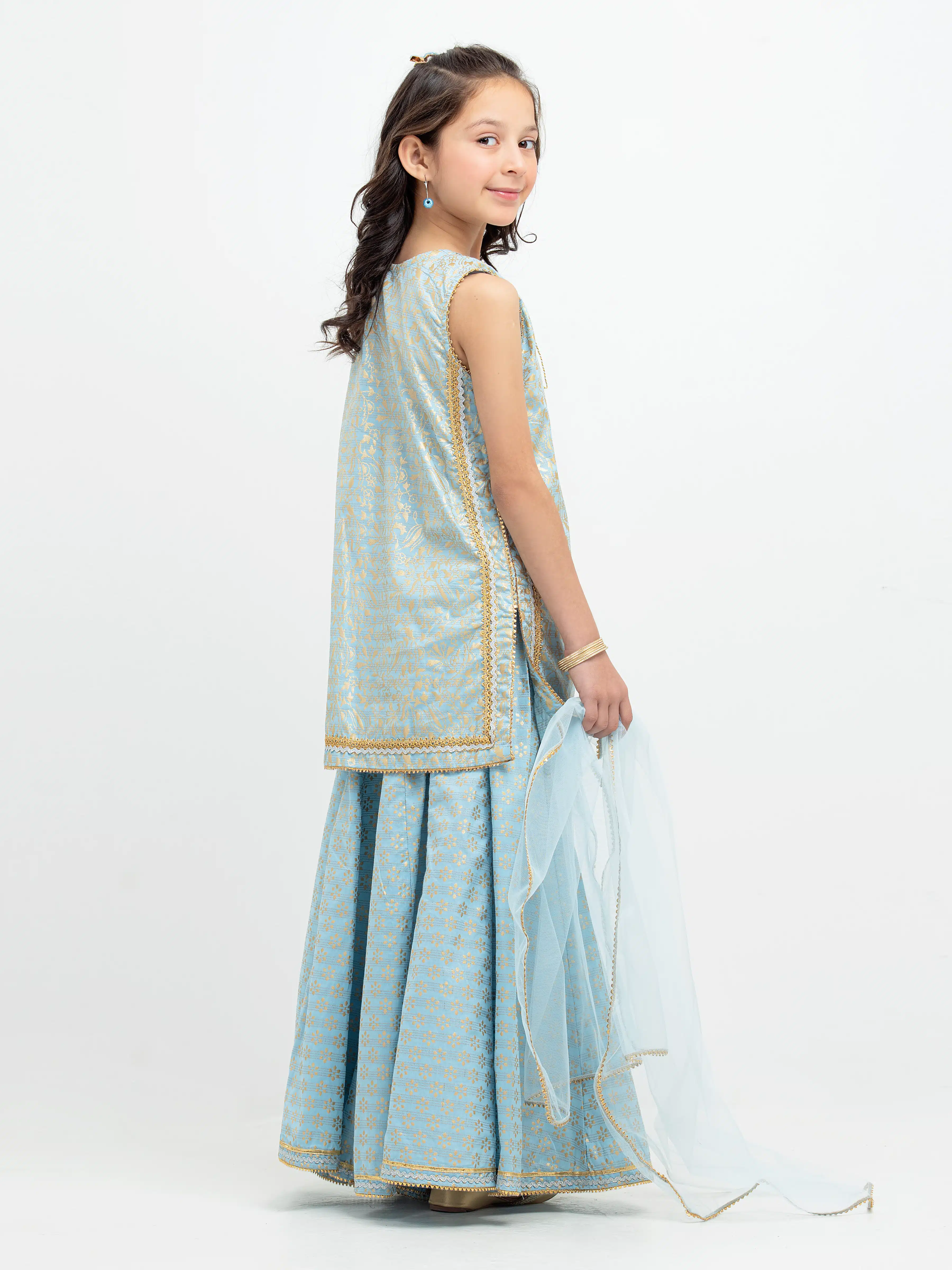 Block Print Cotton Gharara Suit - EGTPL5-50031-3P - Image 4