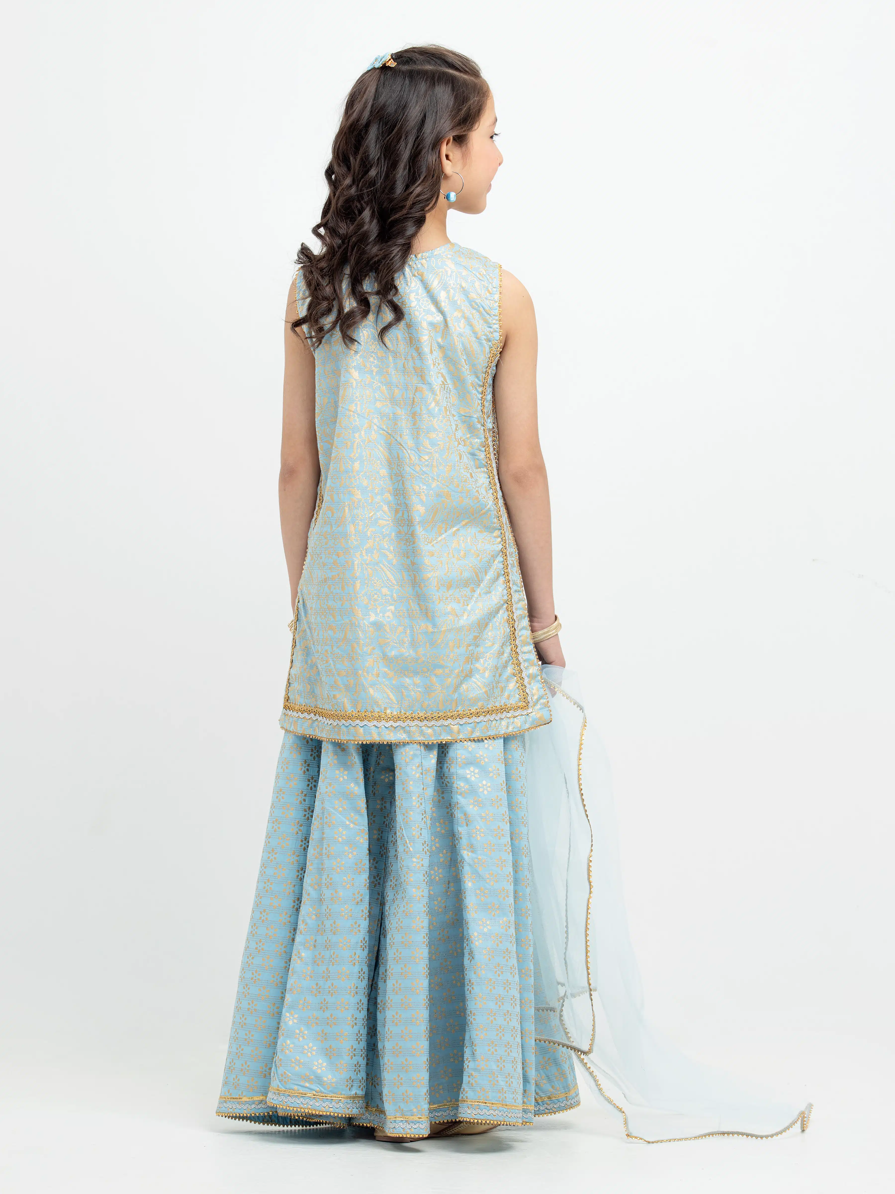 Block Print Cotton Gharara Suit - EGTPL5-50031-3P - Image 5