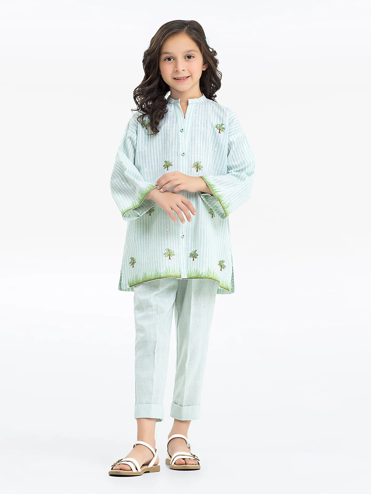 Embroidered Cotton Shirt Trouser - EGTKE24-70741ST