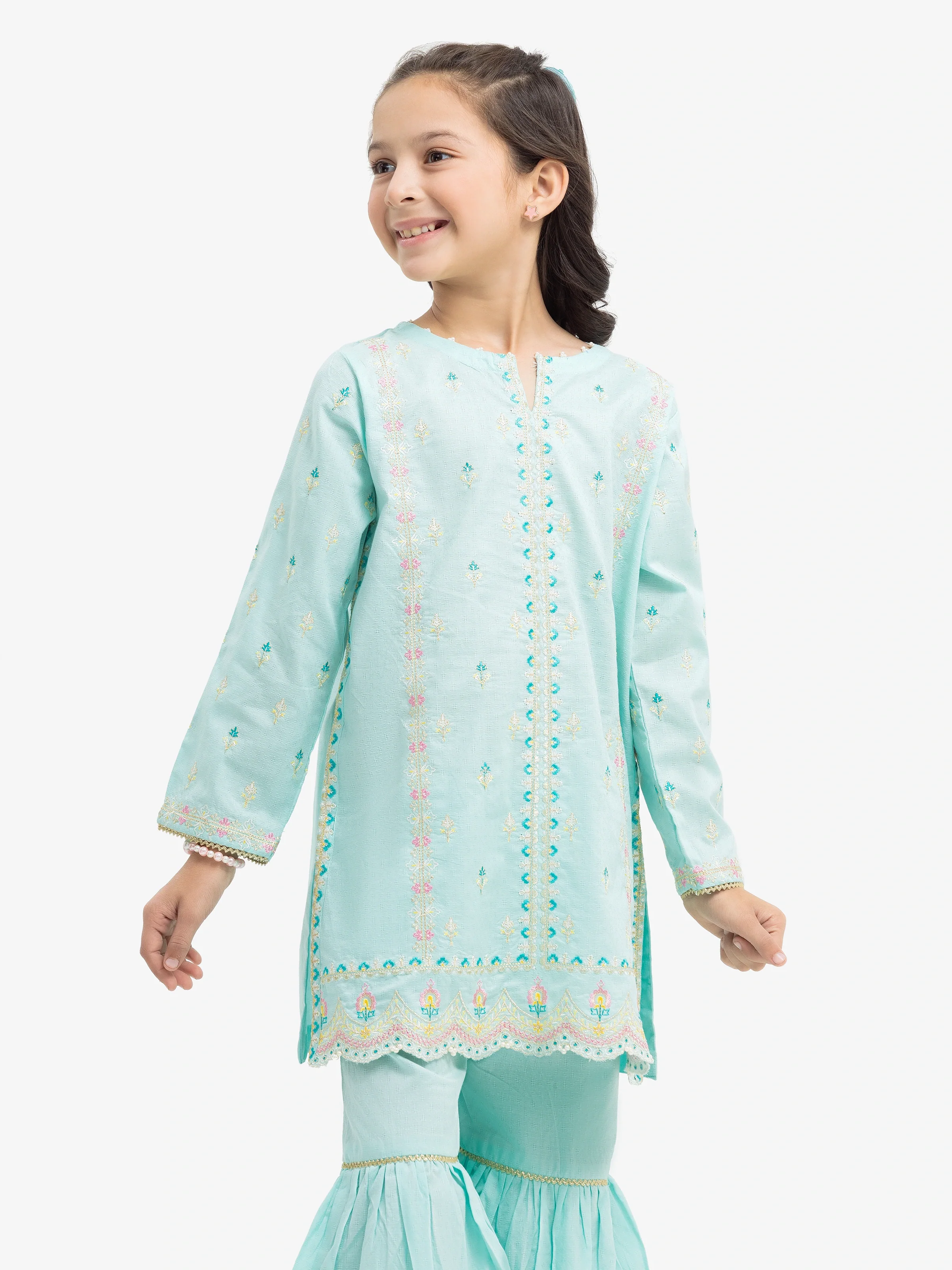 Embroidered Dobby Gharara Suit - EGTKE24-70921ST - Image 2