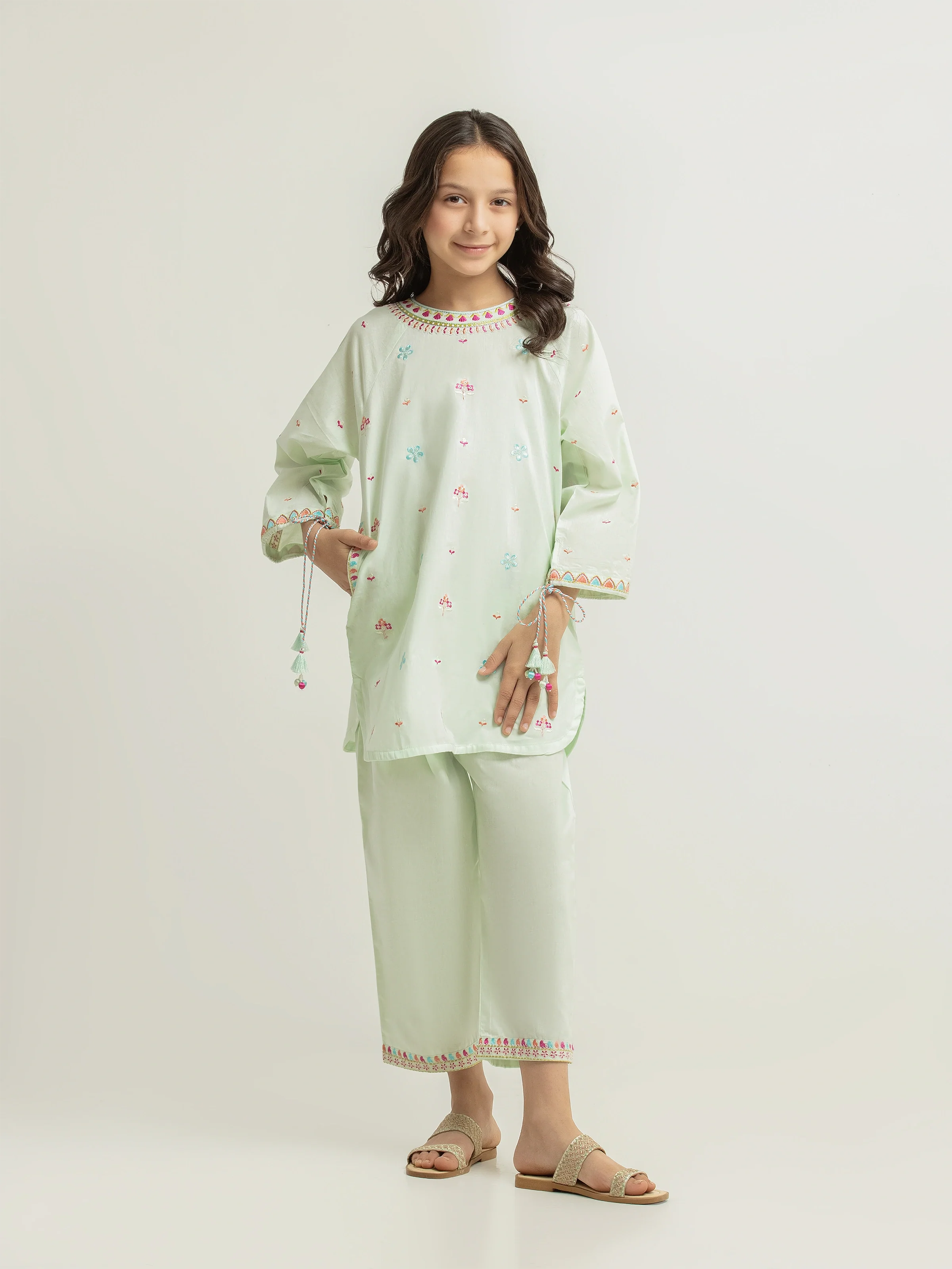 Embroidered Cambric Co-Ord Set - EGTKED5-73076ST