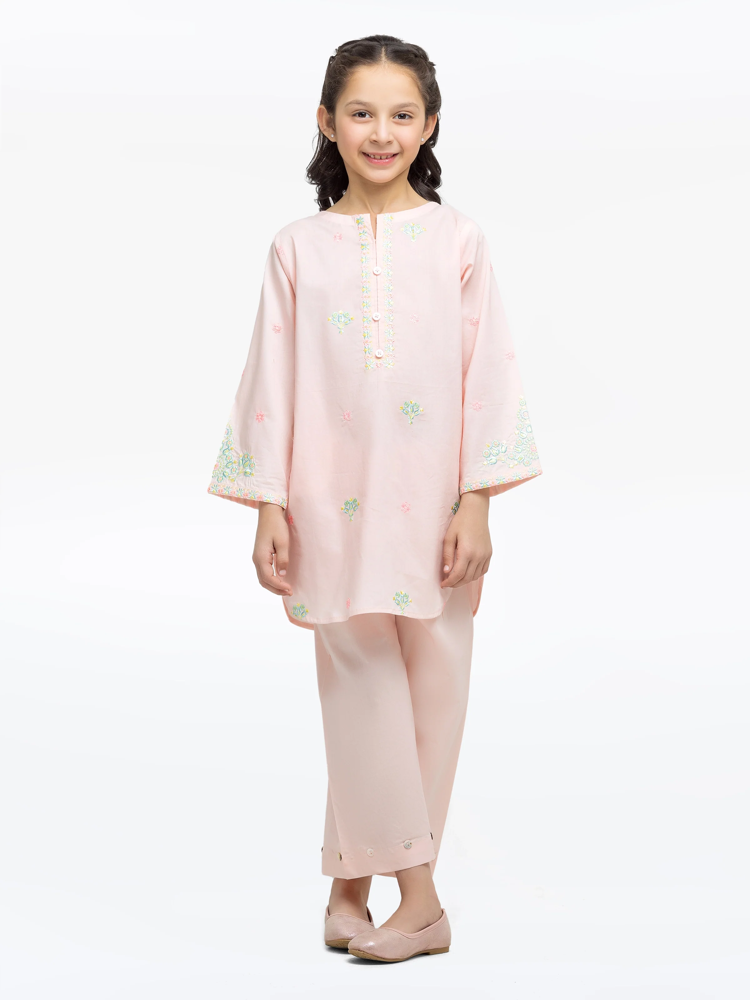 Embroidered Cambric Shirt Trouser - EGTKE24-70769ST