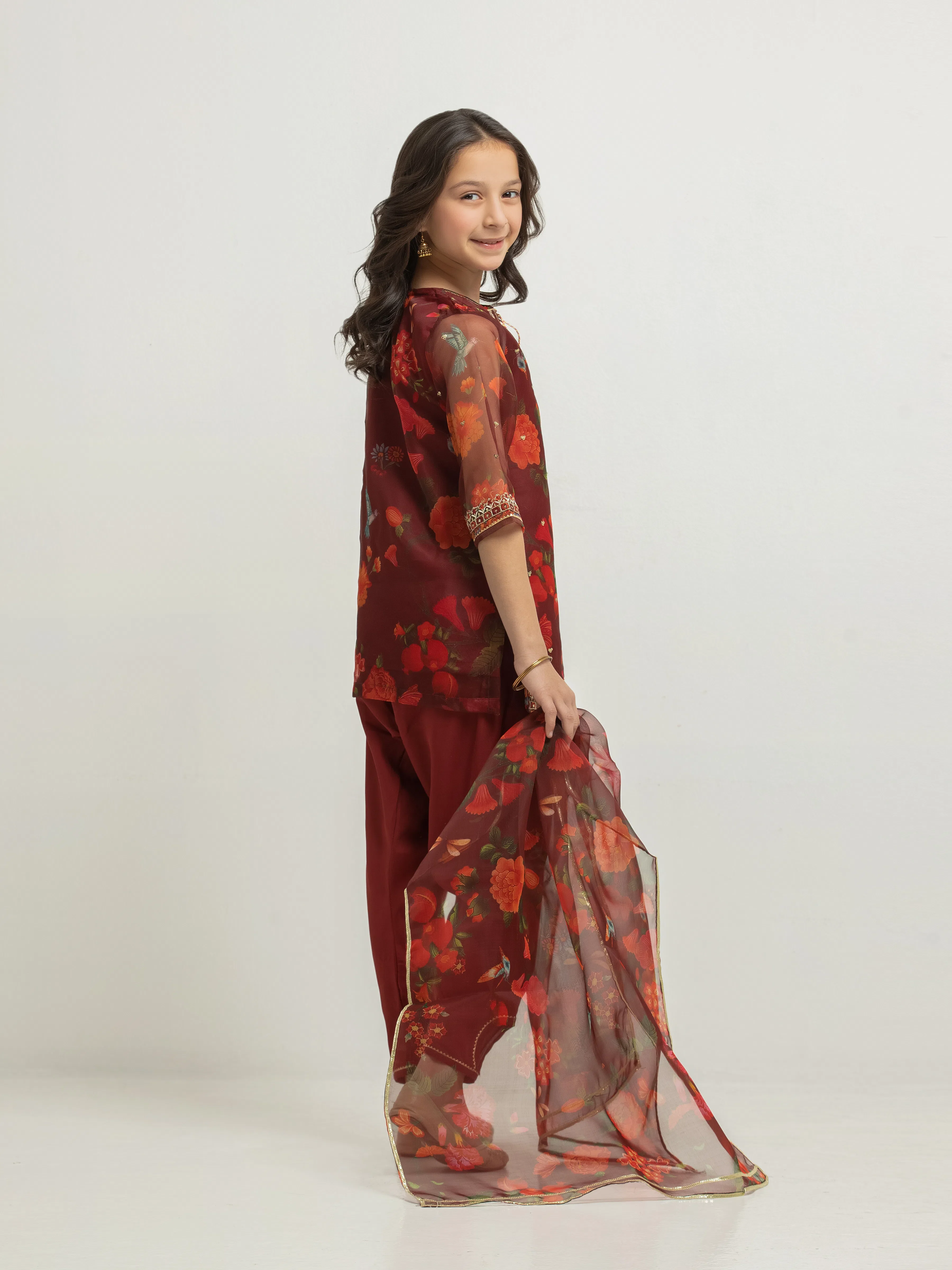 Embroidered Organza Suit - EGTKEP5-73079-3P - Image 4