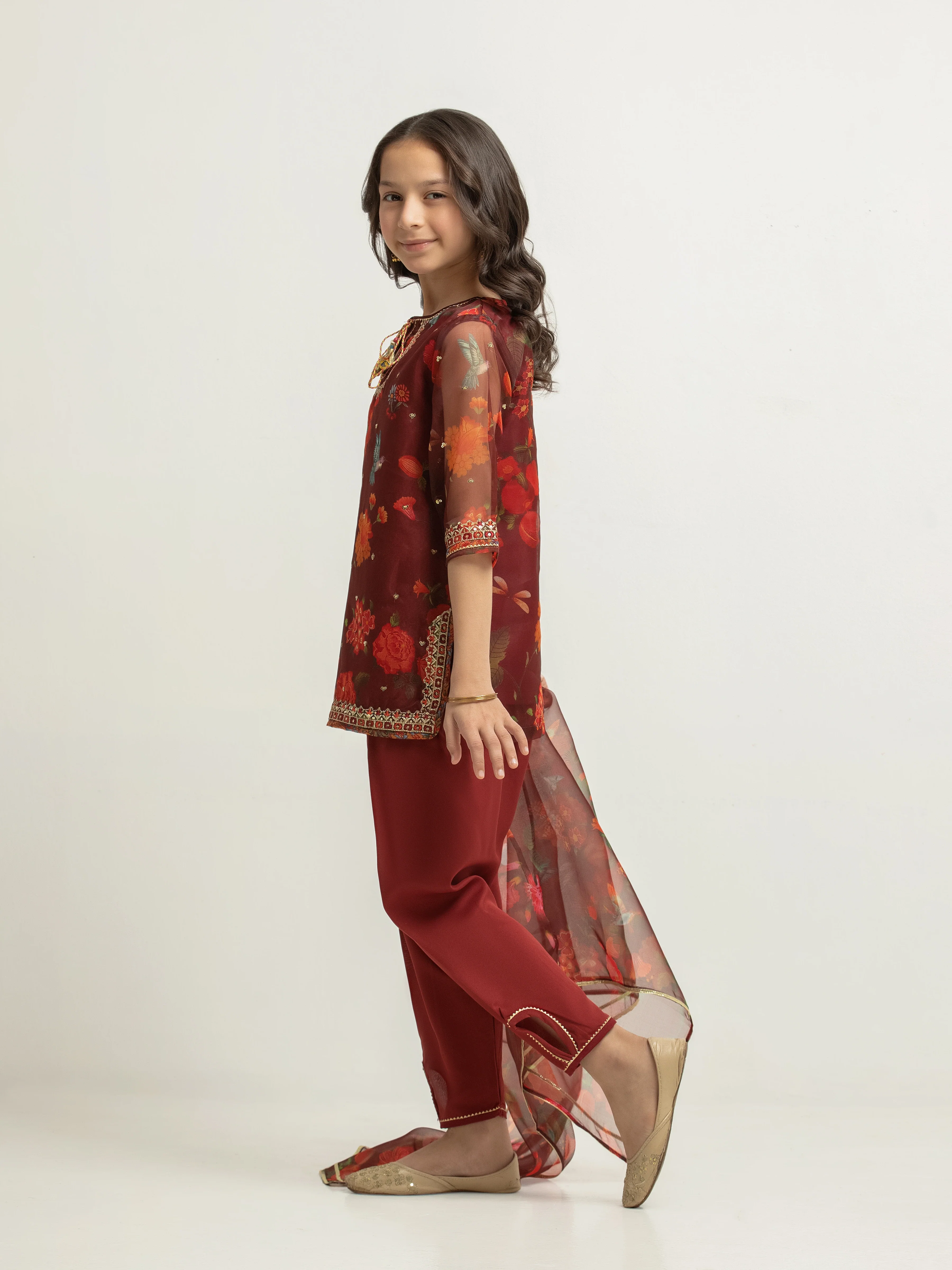 Embroidered Organza Suit - EGTKEP5-73079-3P - Image 5