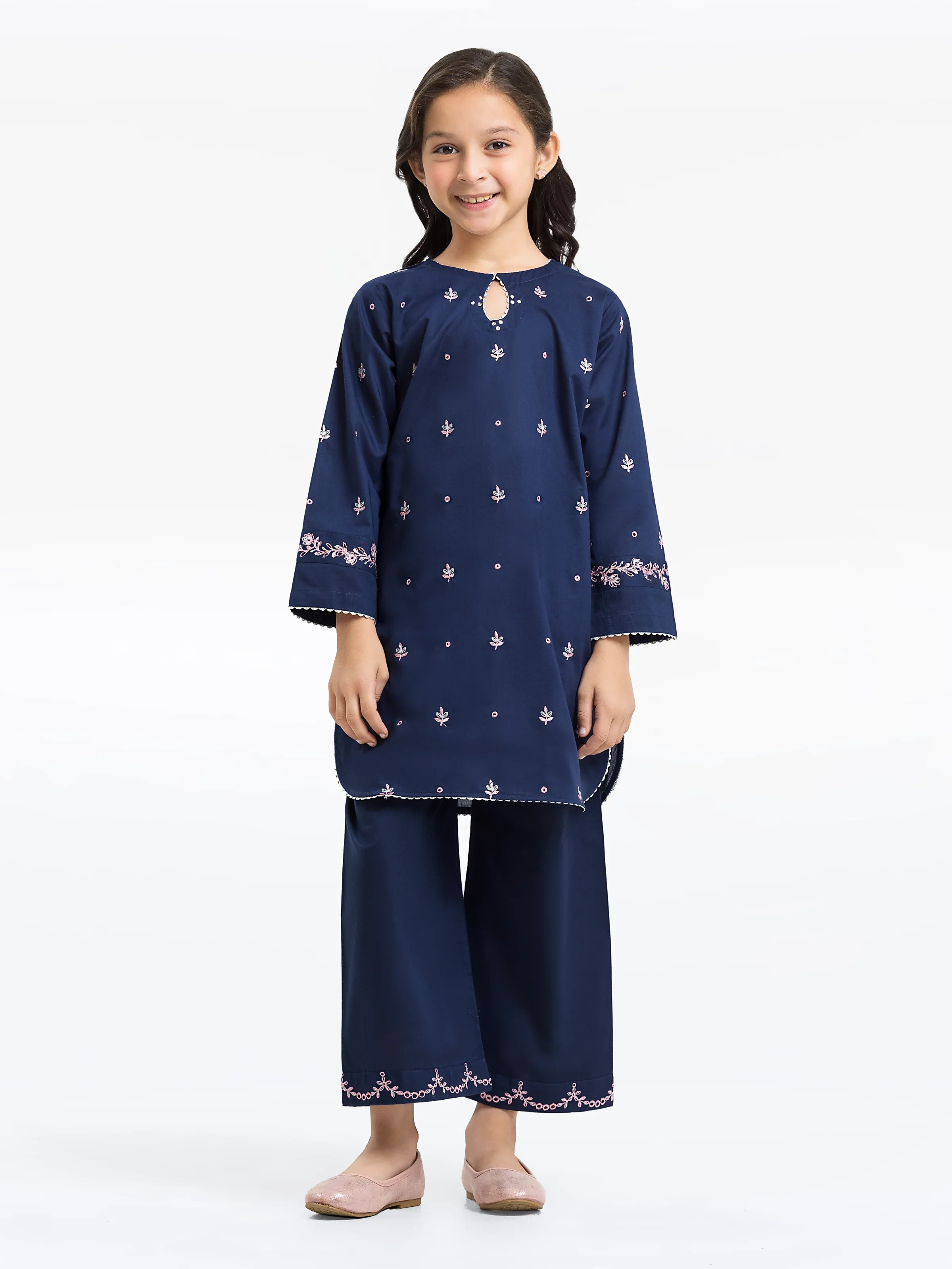 Embroidered Cambric Shirt Trouser - EGTKE24-70760ST