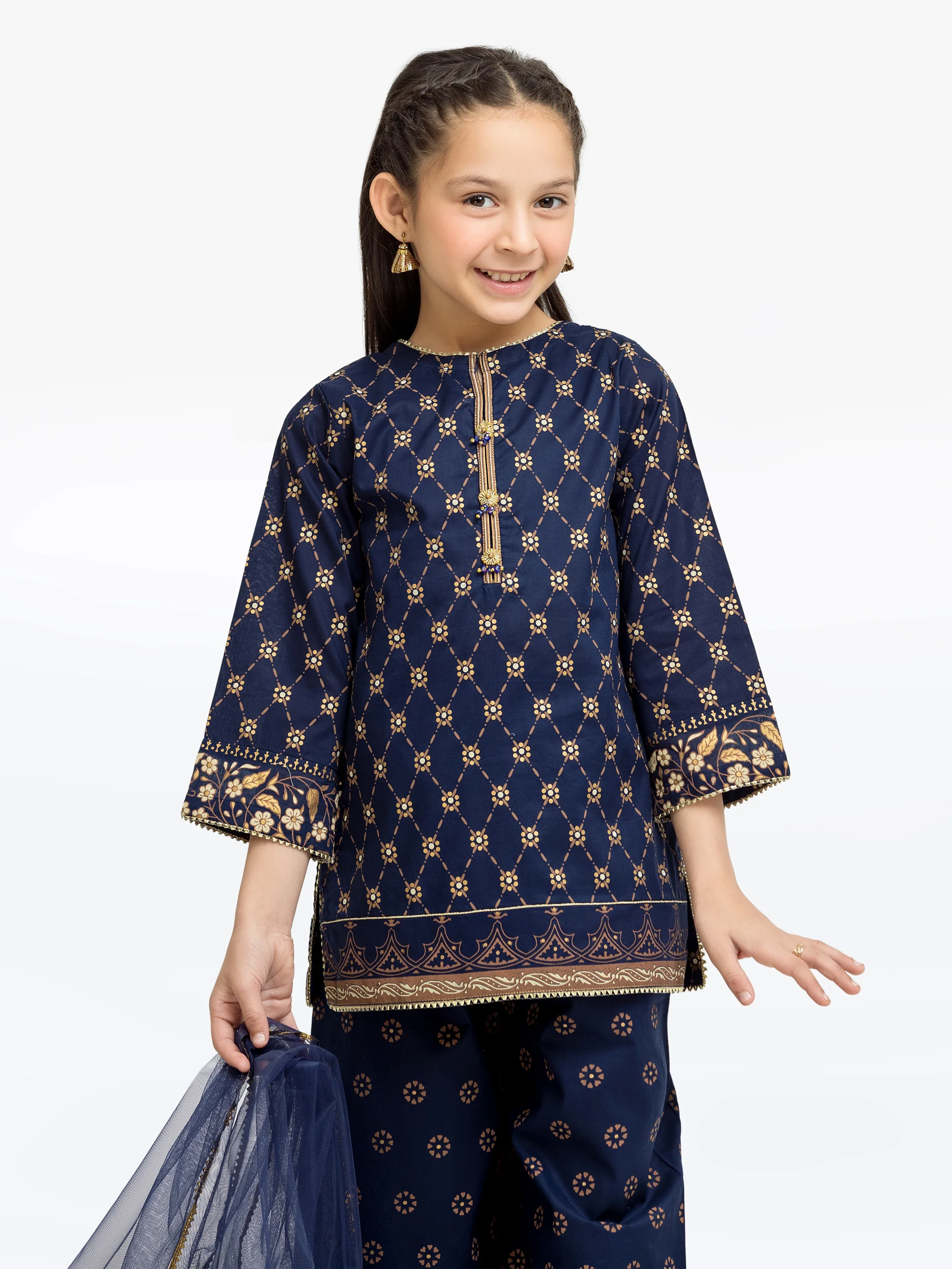Block Print Cambric Suit - EGTKP5-70802-3P - Image 2