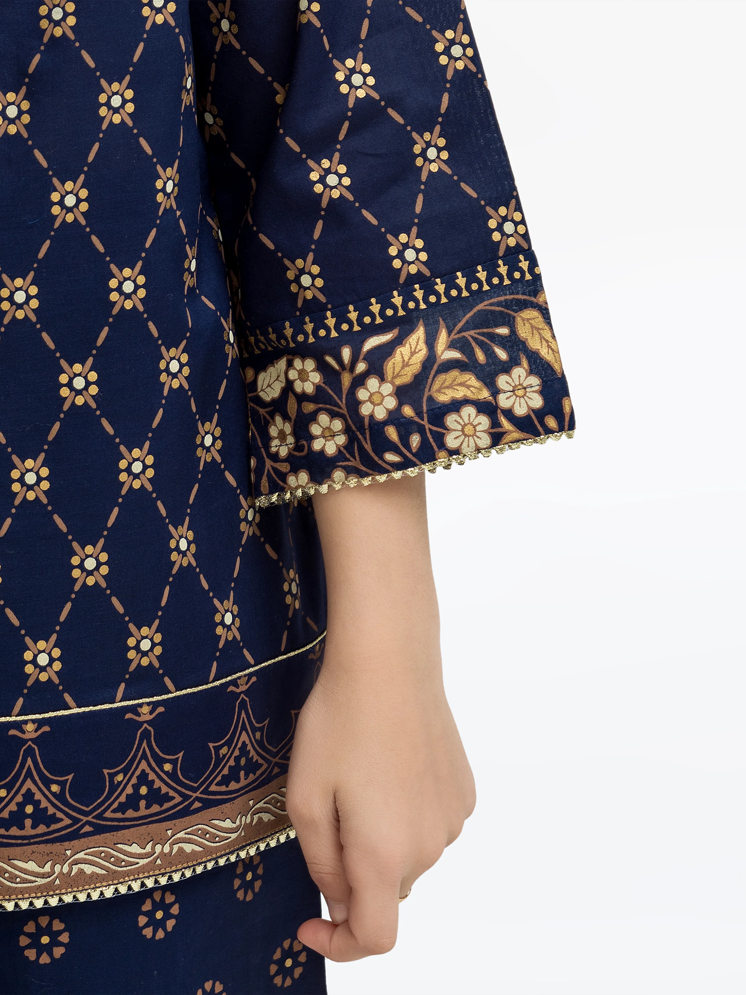 Block Print Cambric Suit - EGTKP5-70802-3P - Image 4