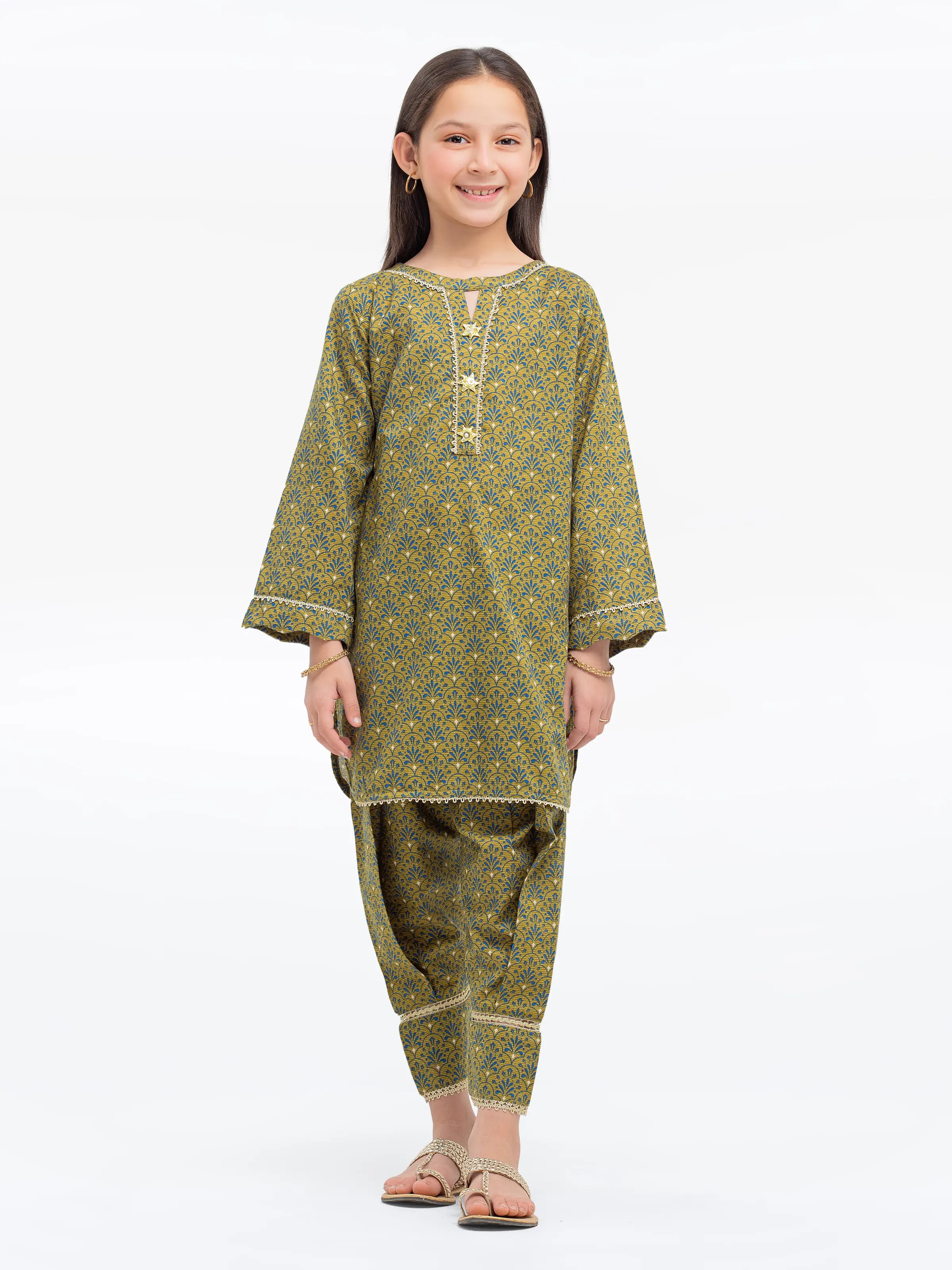 Printed Khaddar Co-Ord Set - EGTKP24-70788ST