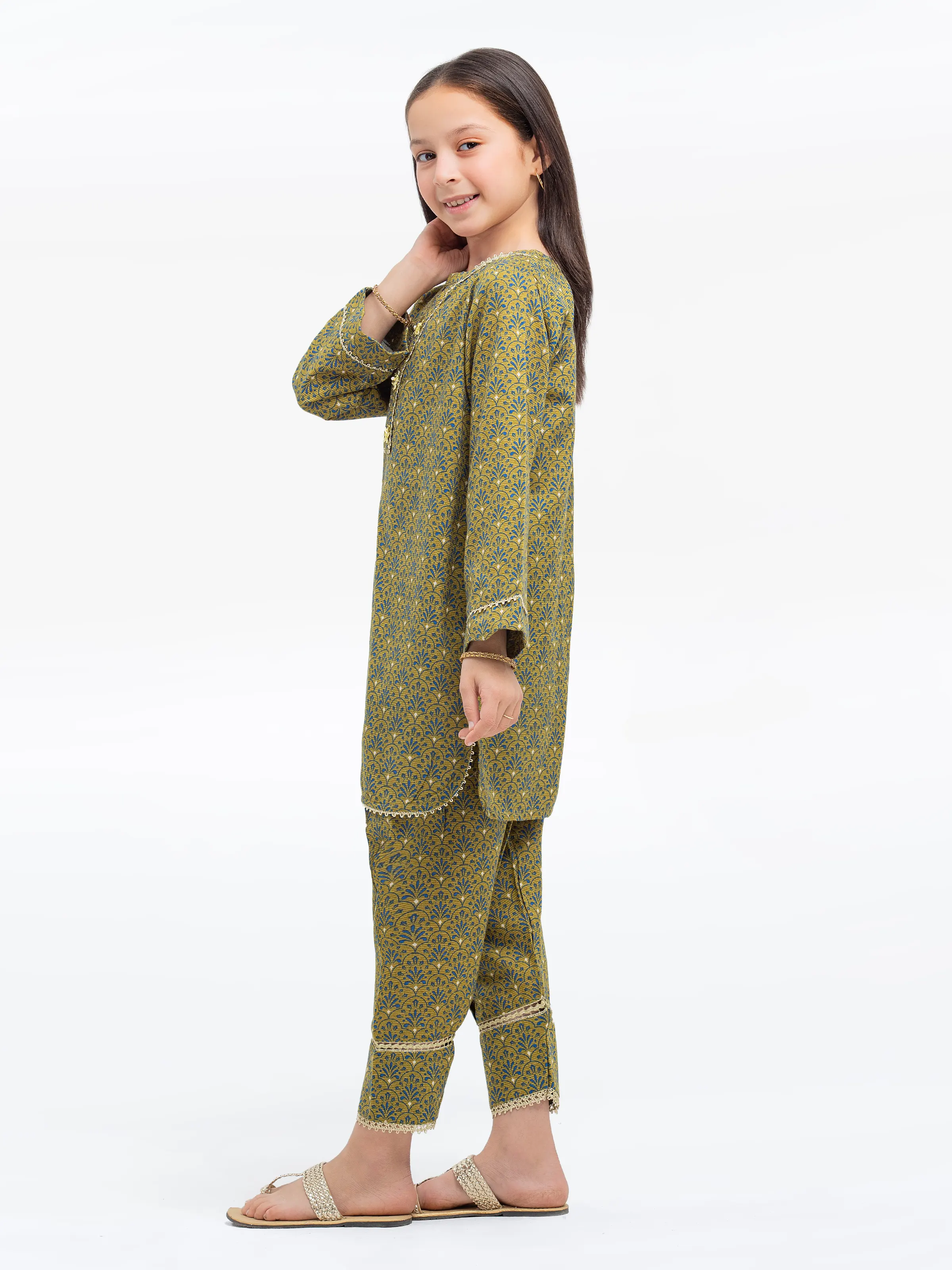 Printed Khaddar Co-Ord Set - EGTKP24-70788ST - Image 4