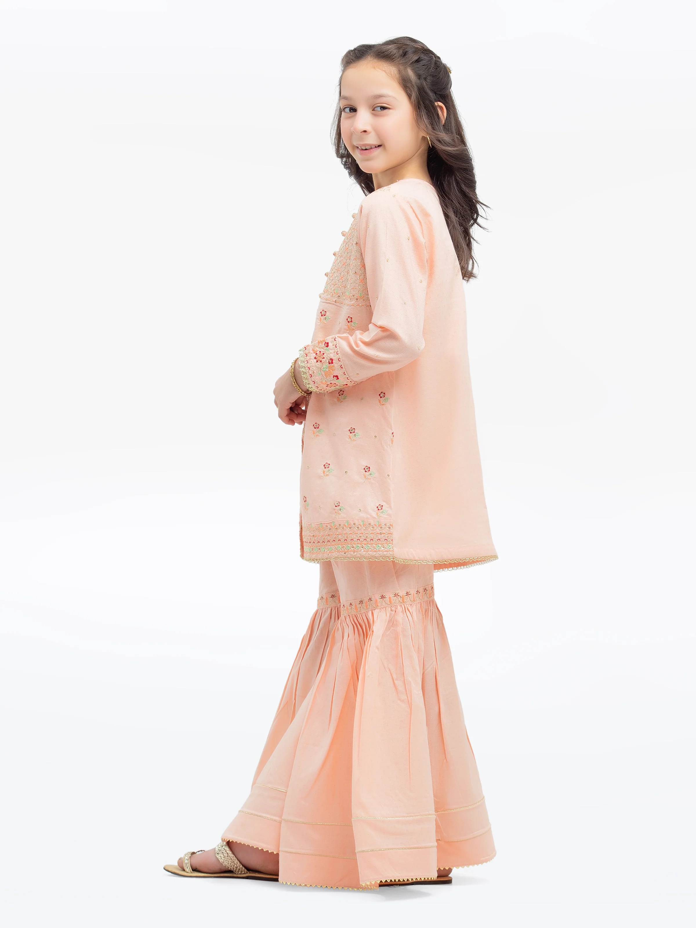 Embroidered Dobby Gharara Suit - EGTKE24-70922ST - Image 4