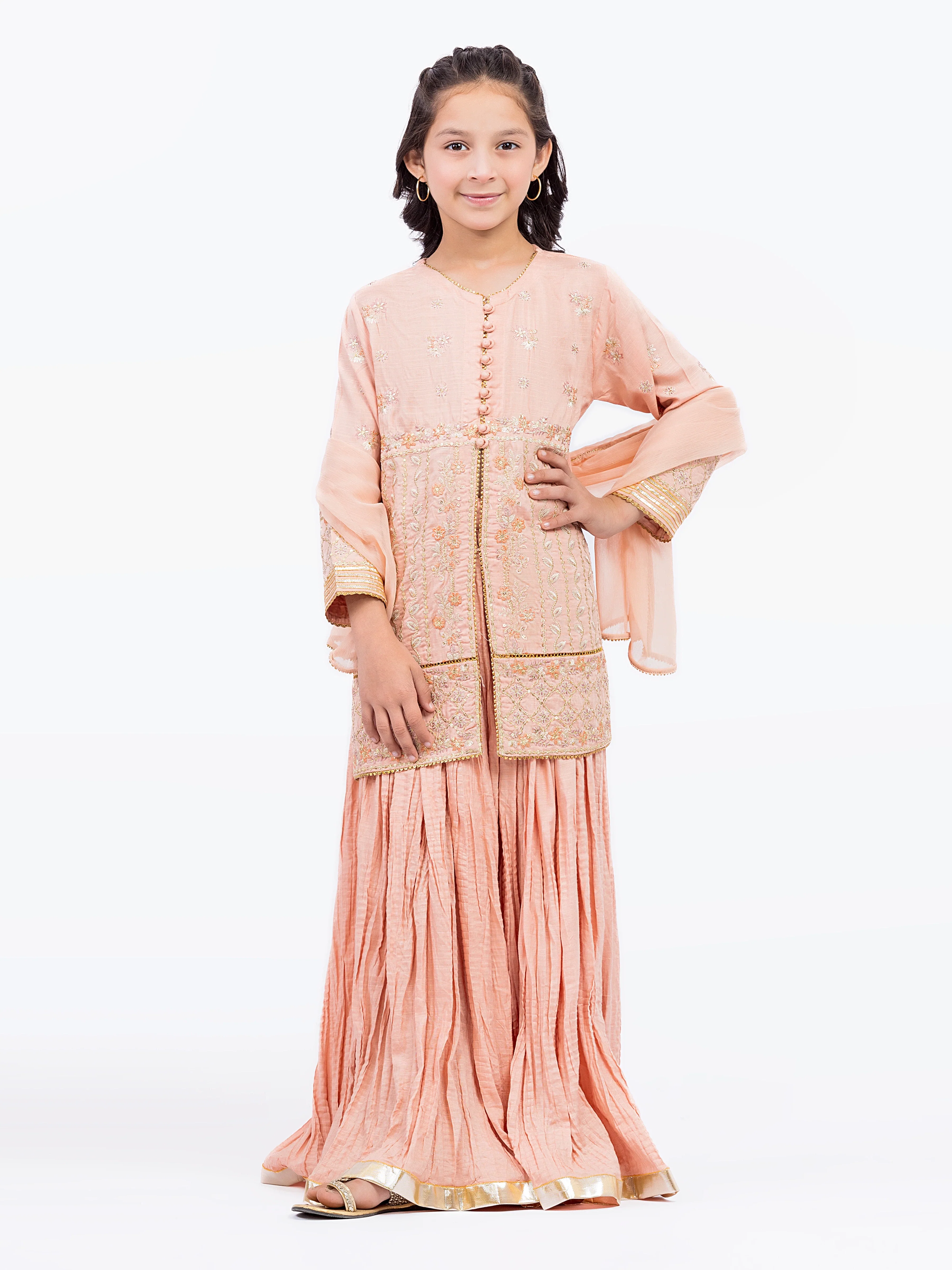 Embroidered Raw Silk Suit - EGTPLE24-50020-3P