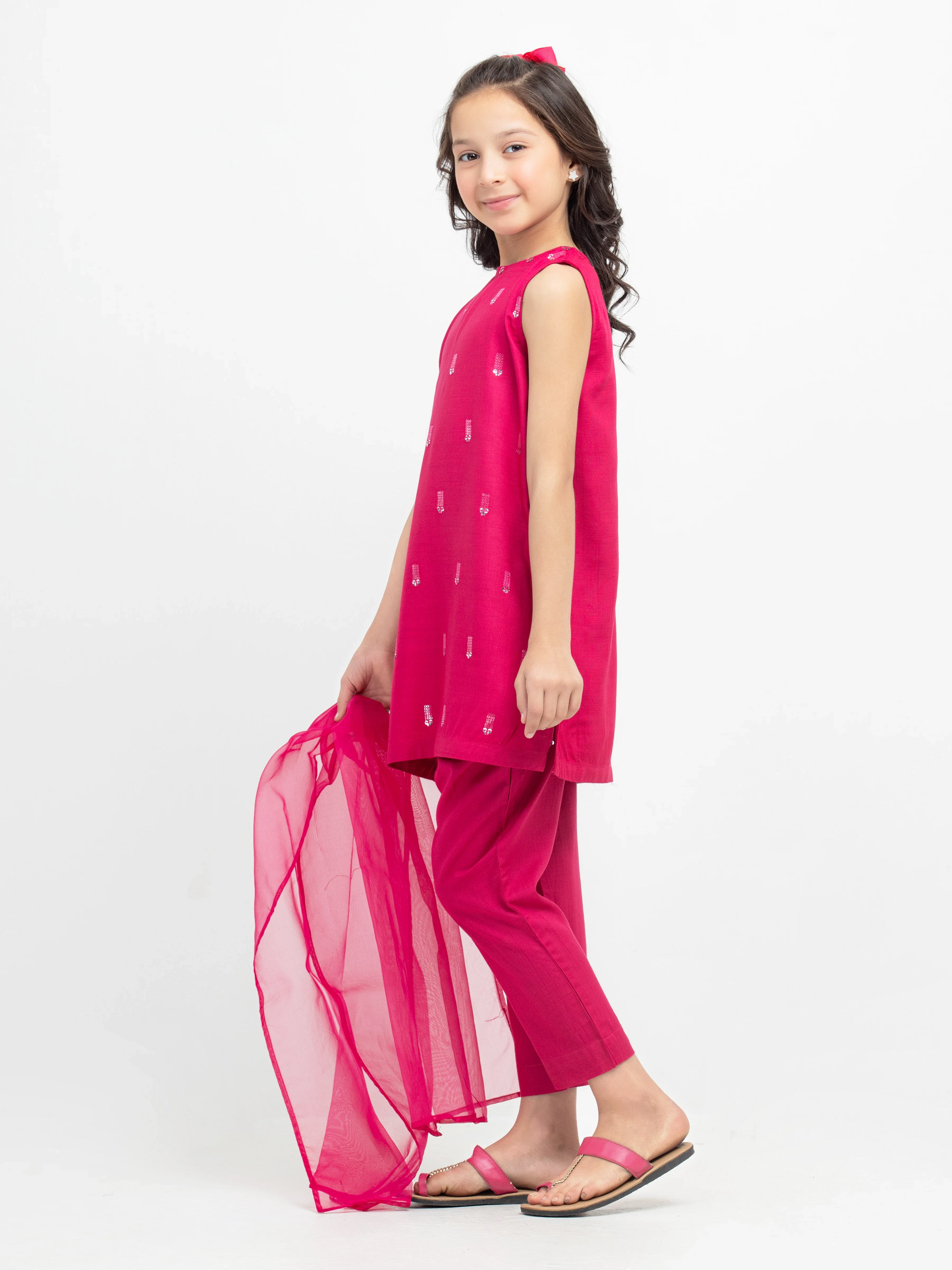 Embroidered Raw Silk Suit - EGTPLE24-50019-3P - Image 4