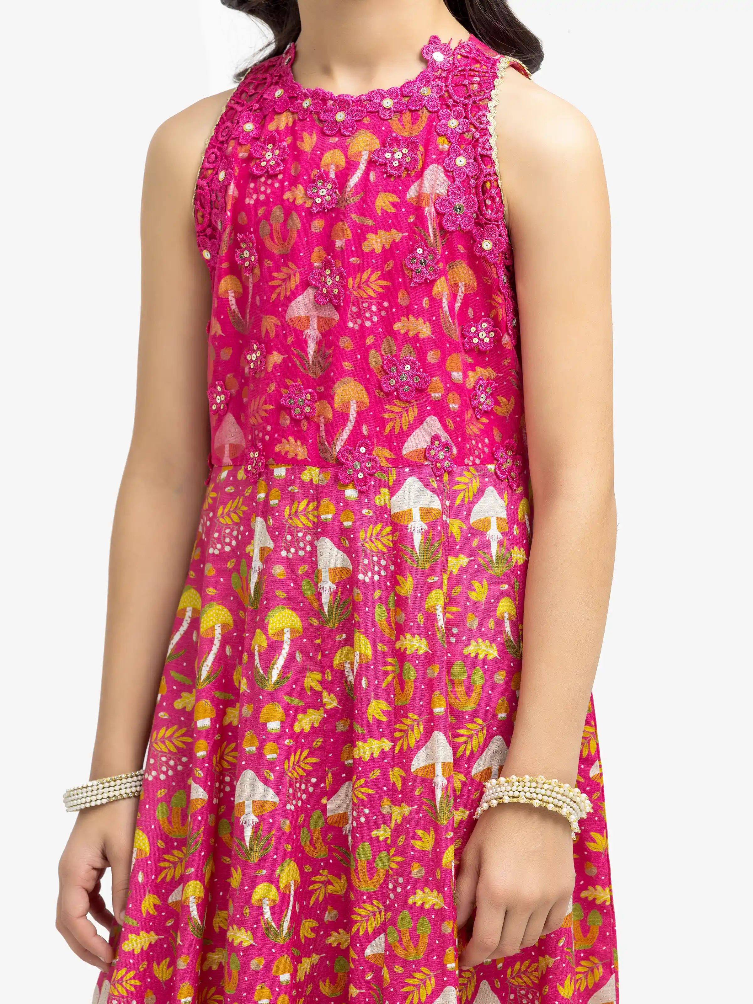 Embroidered Raw Silk Long Maxi - EGTPLE24-50028S - Image 3