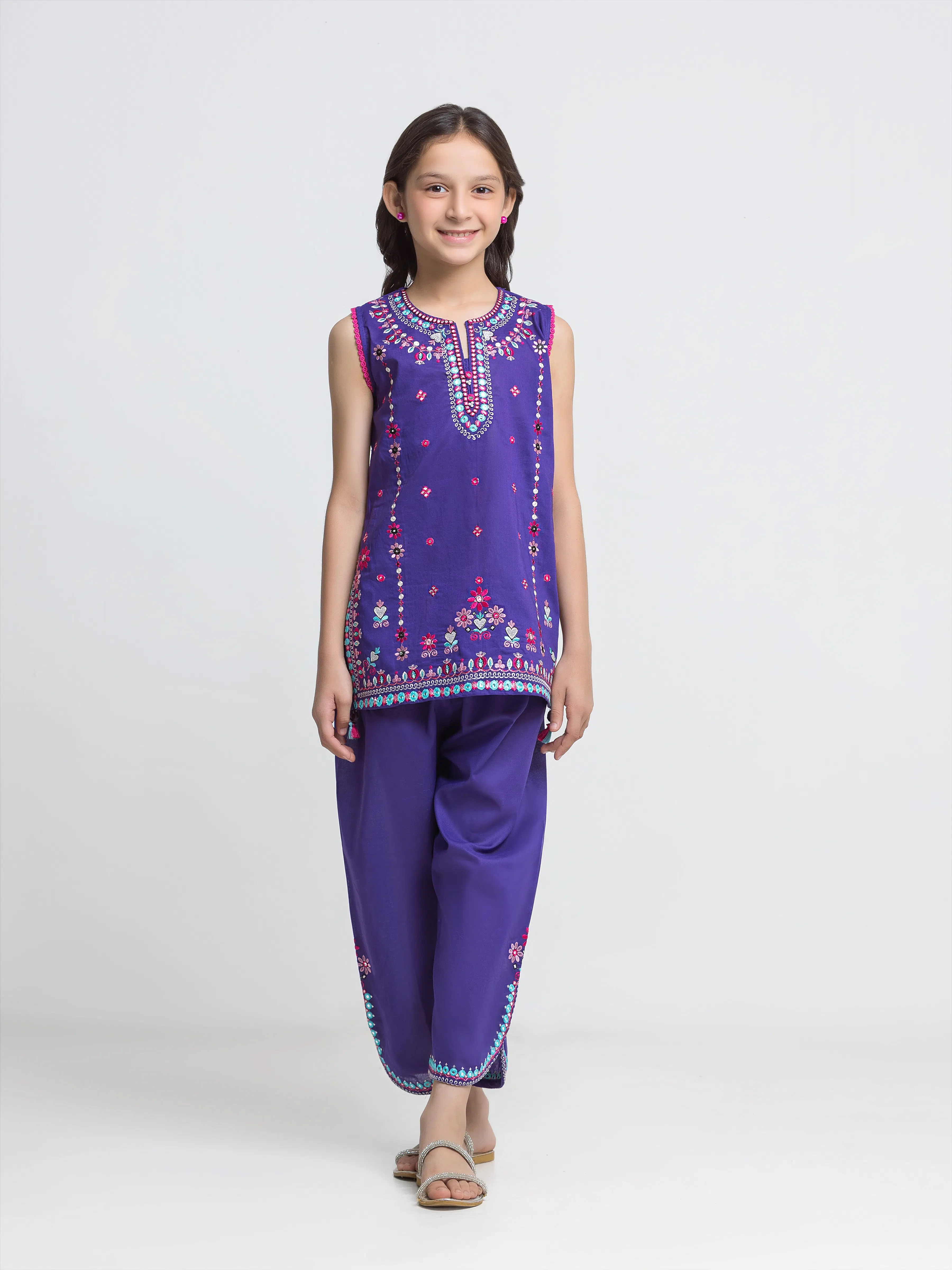Embroidered Cambric Co-Ord Set - EGTKED6-74037ST