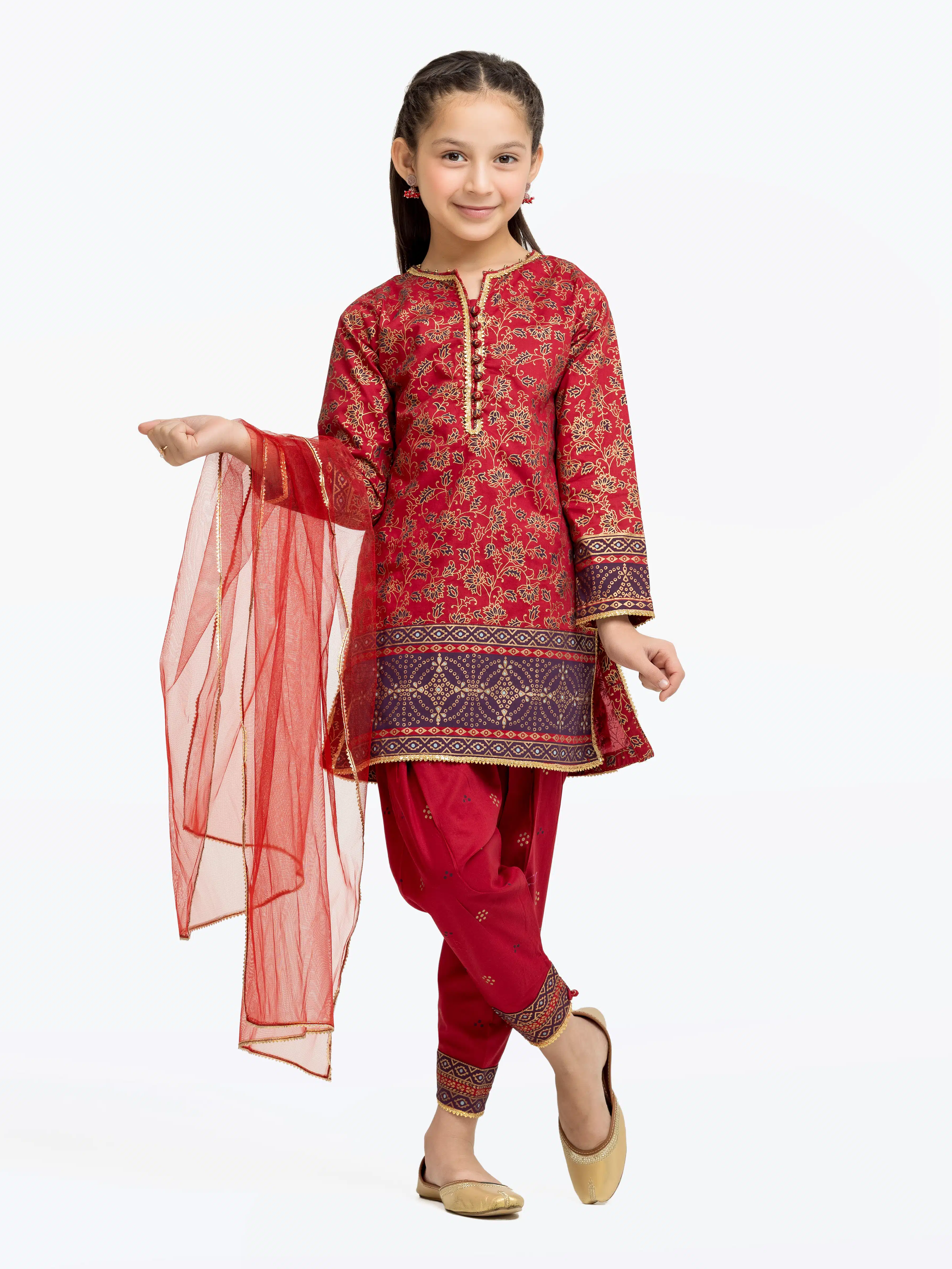 Block Print Cambric Suit - EGTKP5-70803-3P