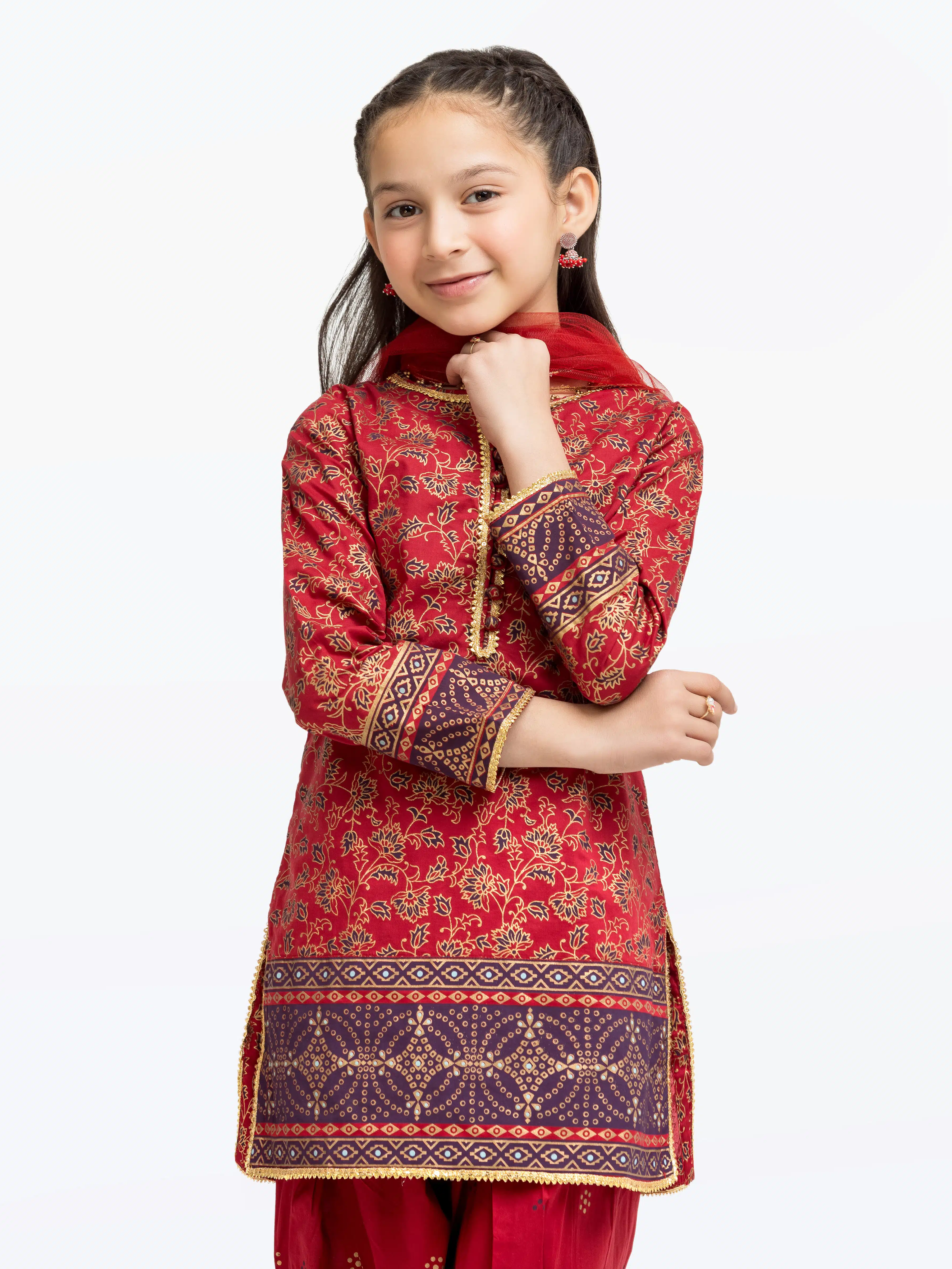 Block Print Cambric Suit - EGTKP5-70803-3P - Image 2