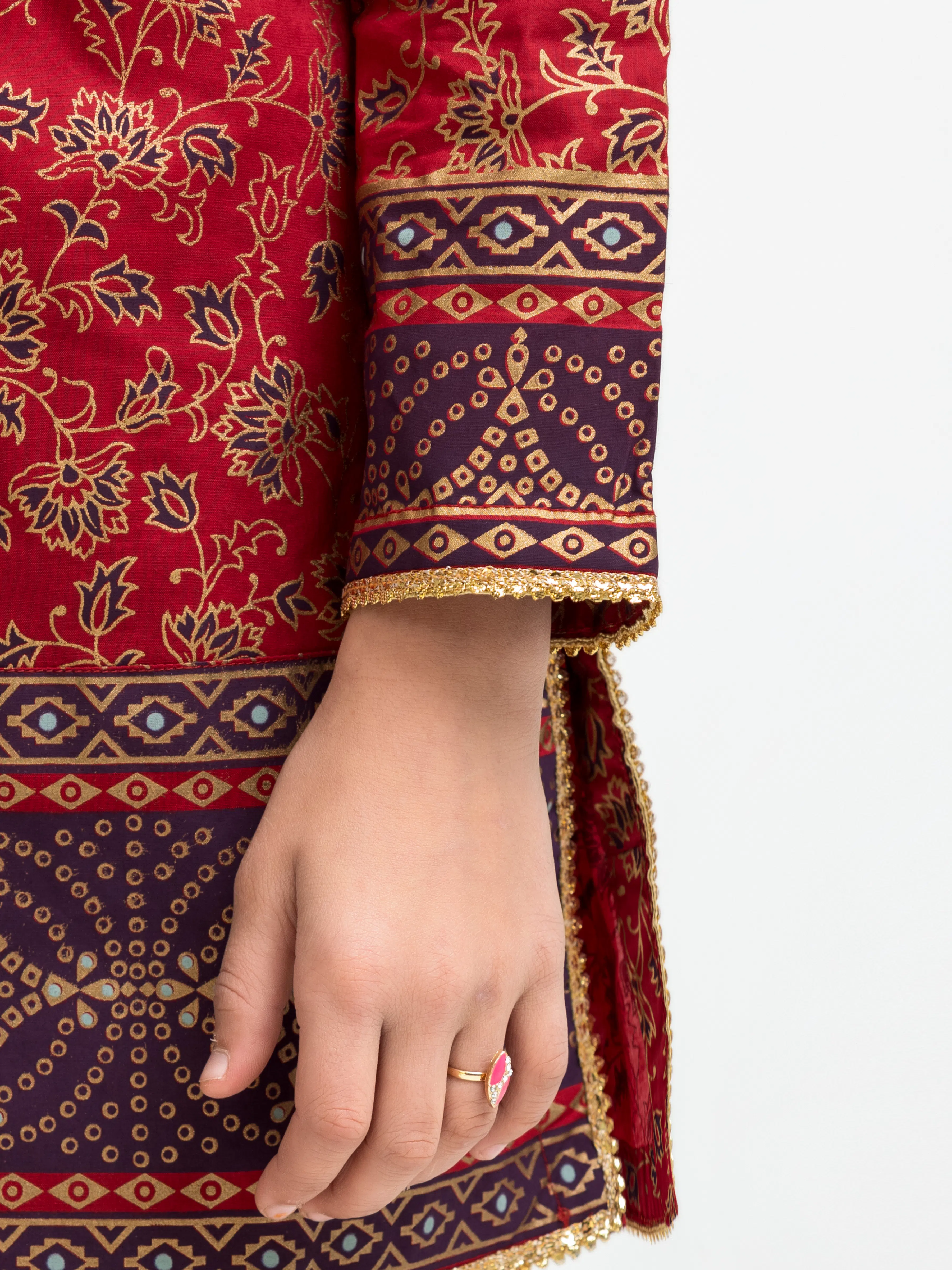 Block Print Cambric Suit - EGTKP5-70803-3P - Image 4
