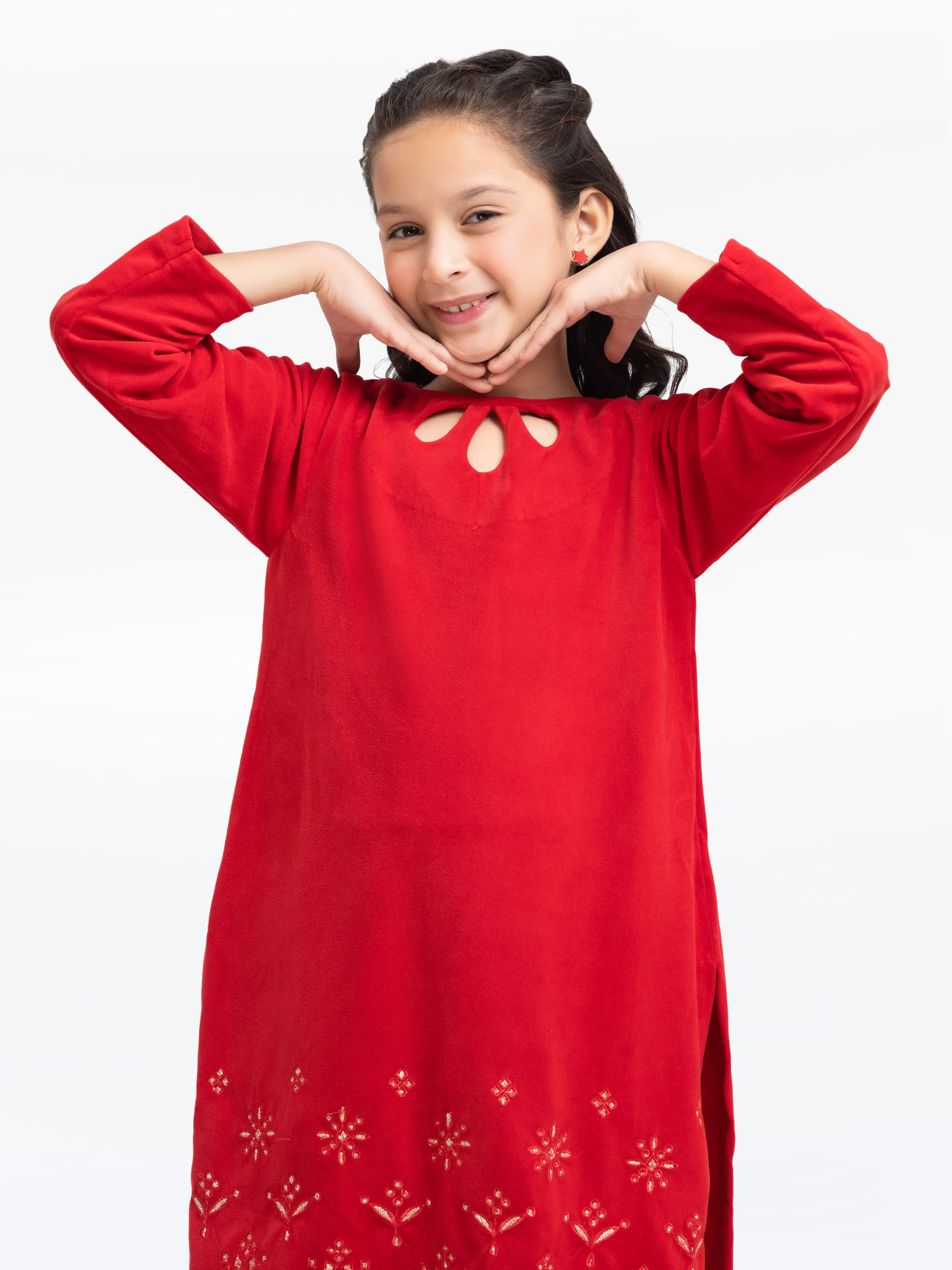 Embroidered Velvet Shirt Trouser - EGTKS23-70726ST - Image 2