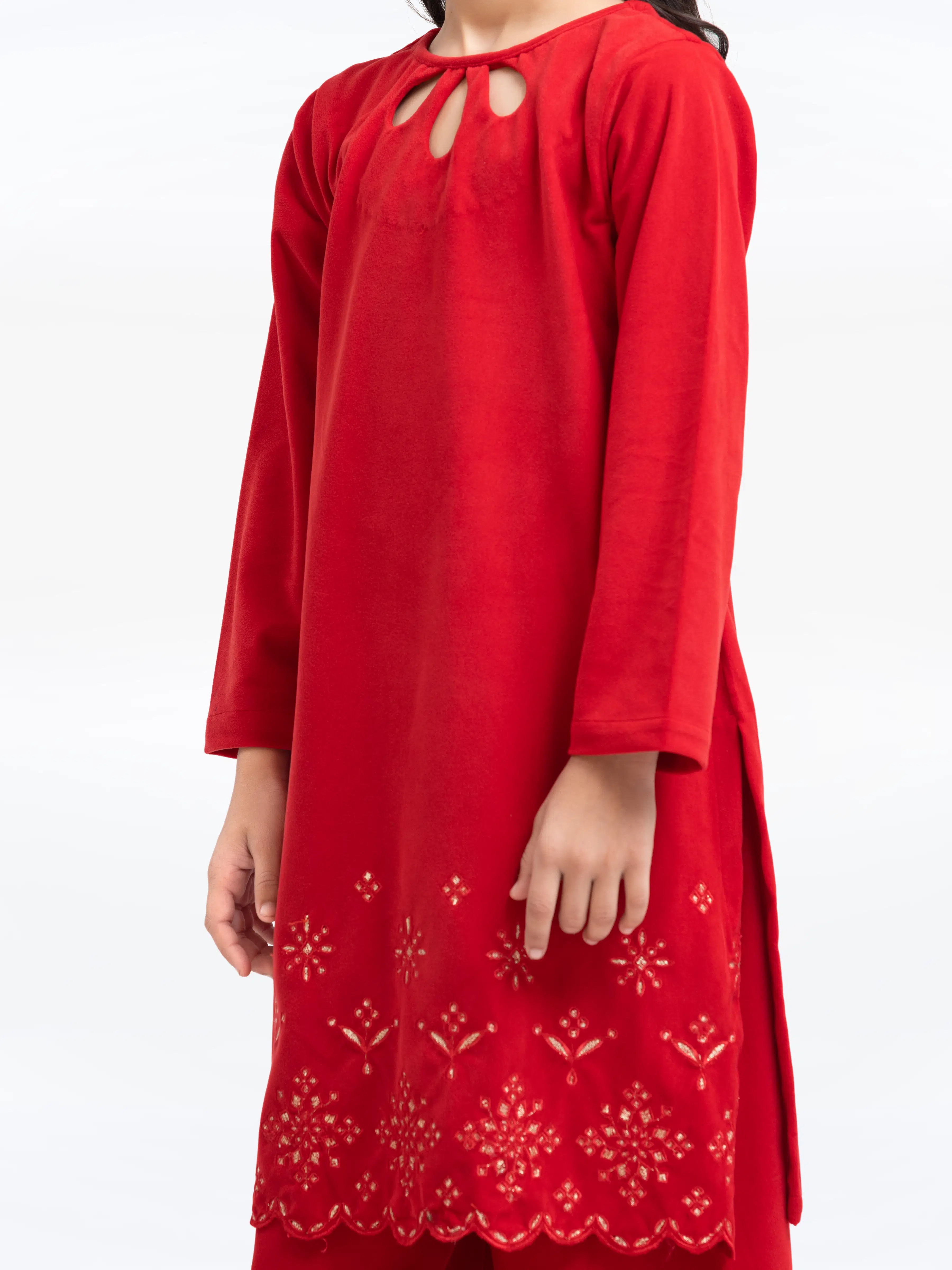Embroidered Velvet Shirt Trouser - EGTKS23-70726ST - Image 3