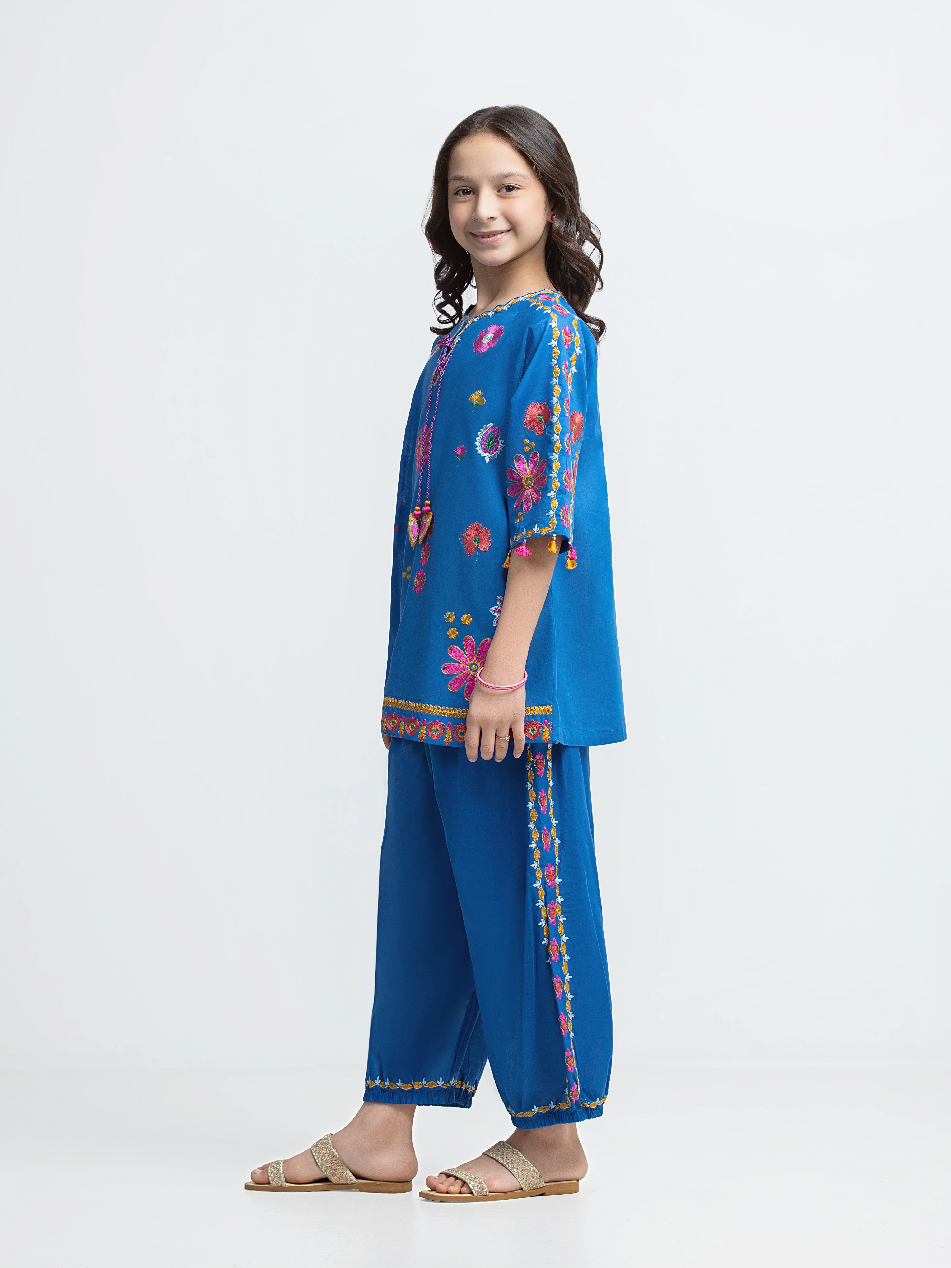 Embroidered Cambric Co-Ord Set - EGTKED6-74039ST - Image 4