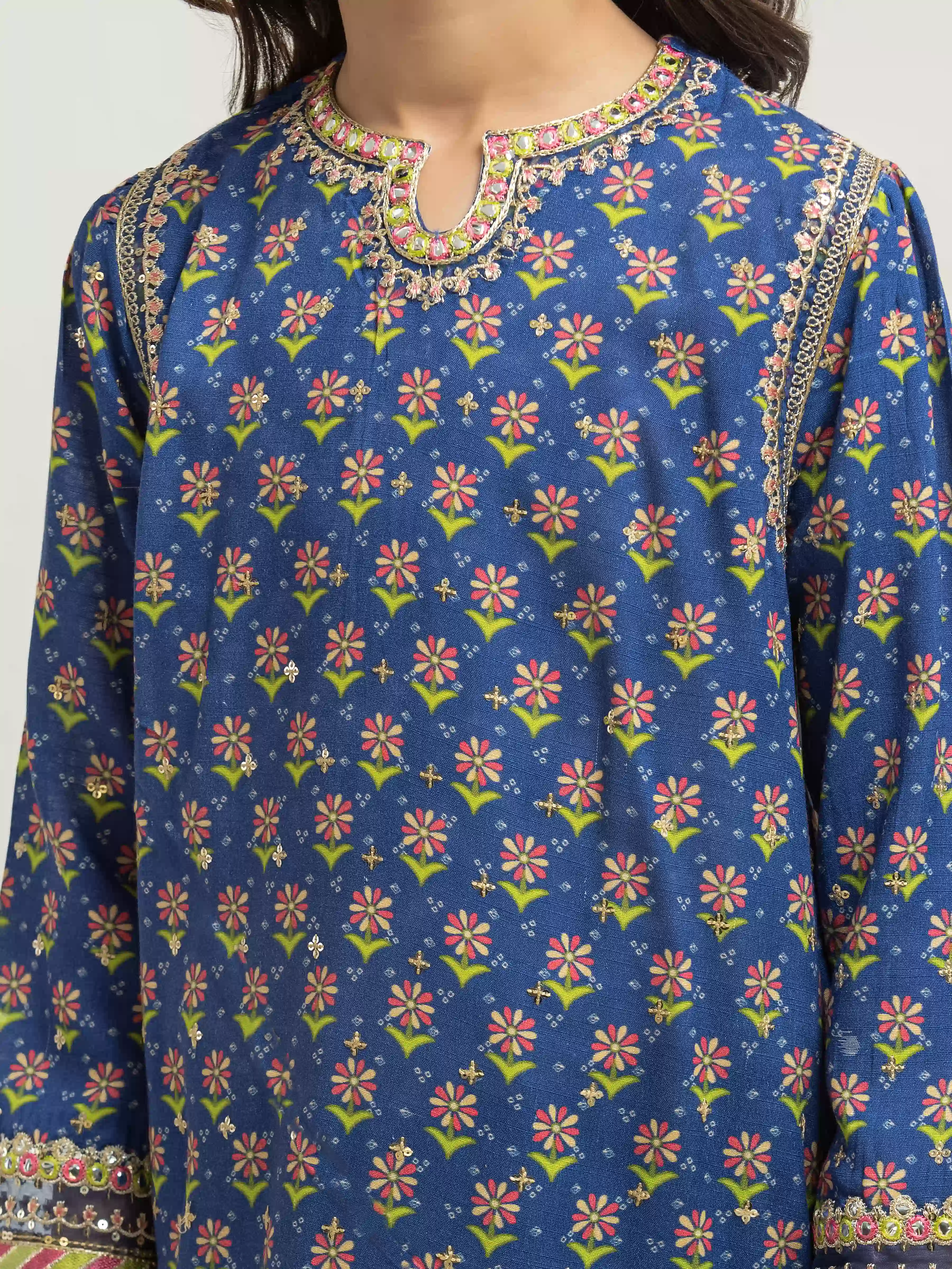 Embroidered Raw Silk Gharara Suit - EGTKEP5-74001ST - Image 3