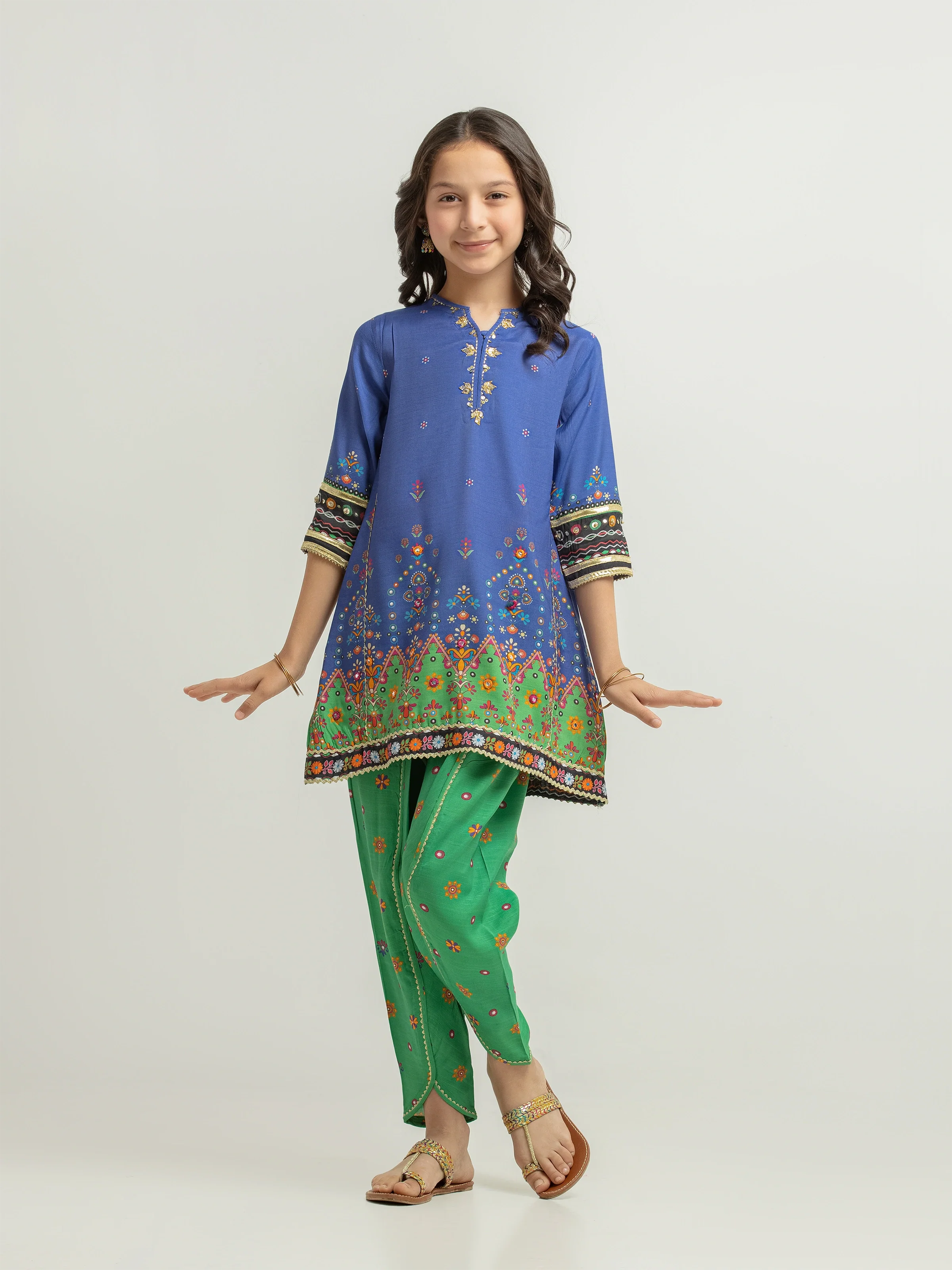 Printed Raw Silk Co-Ord Set - EGTKP6-74007ST
