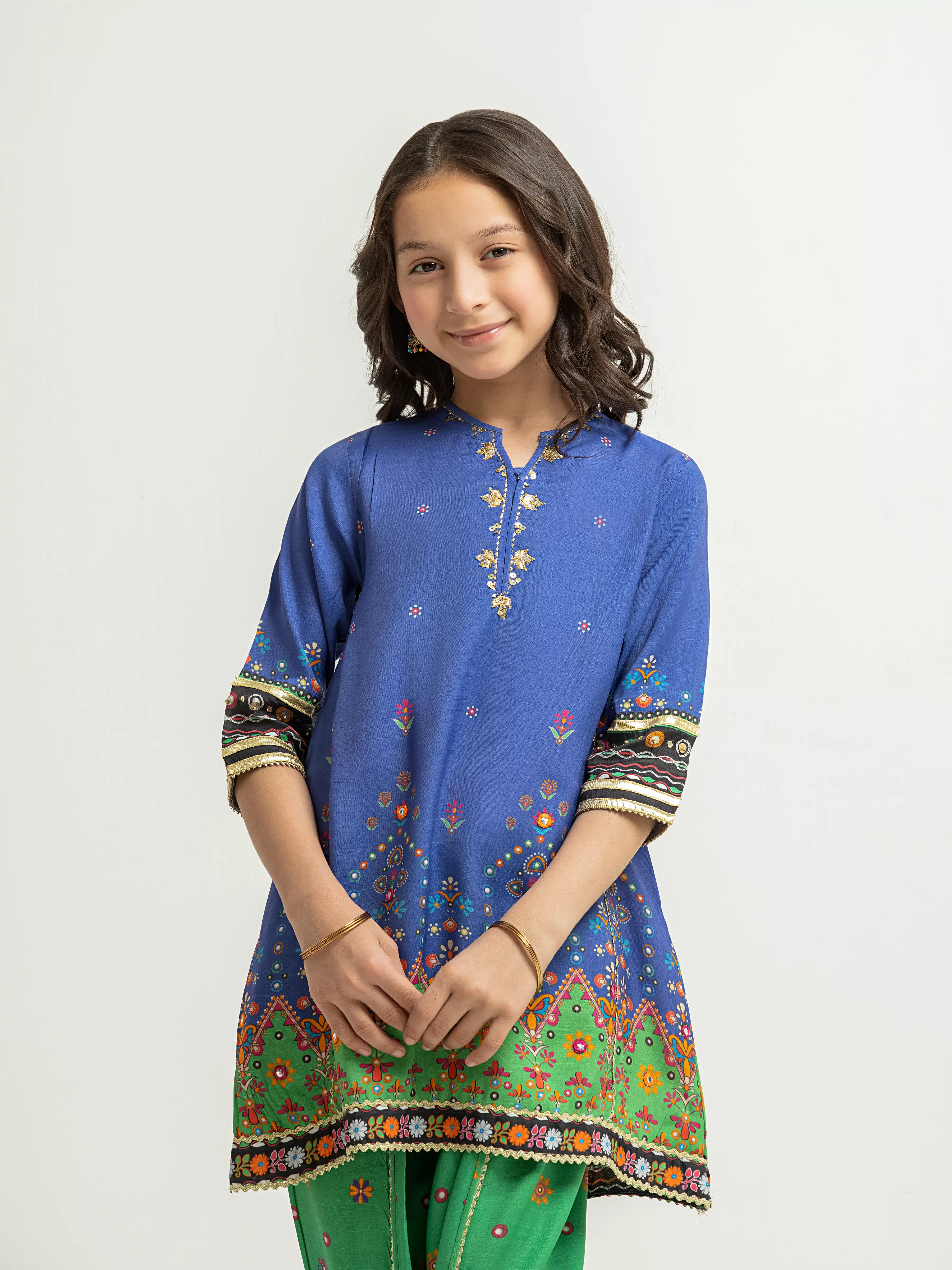 Printed Raw Silk Co-Ord Set - EGTKP6-74007ST - Image 2