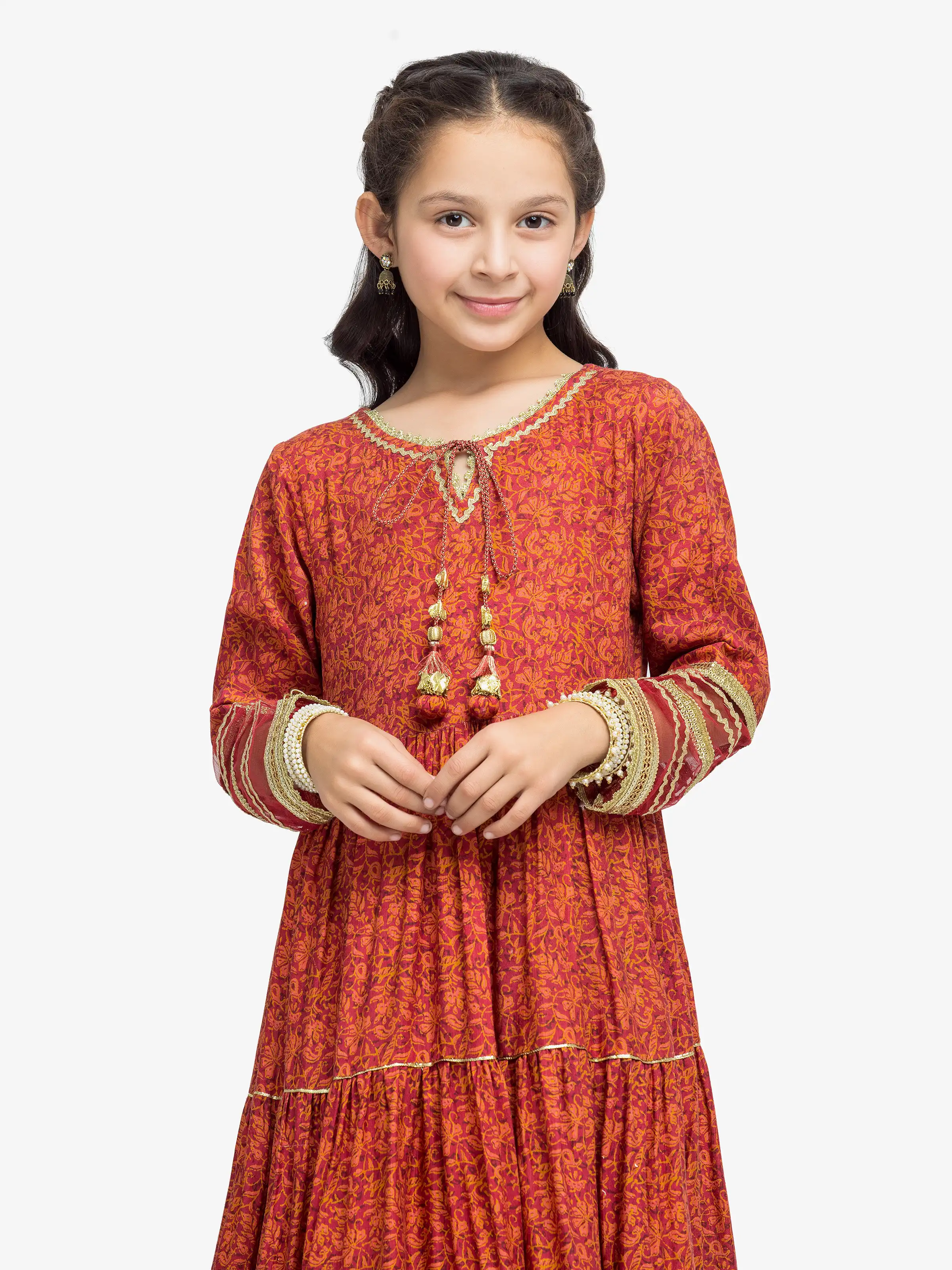 Embroidered Raw Silk Long Maxi - EGTPLE24-50026S - Image 2