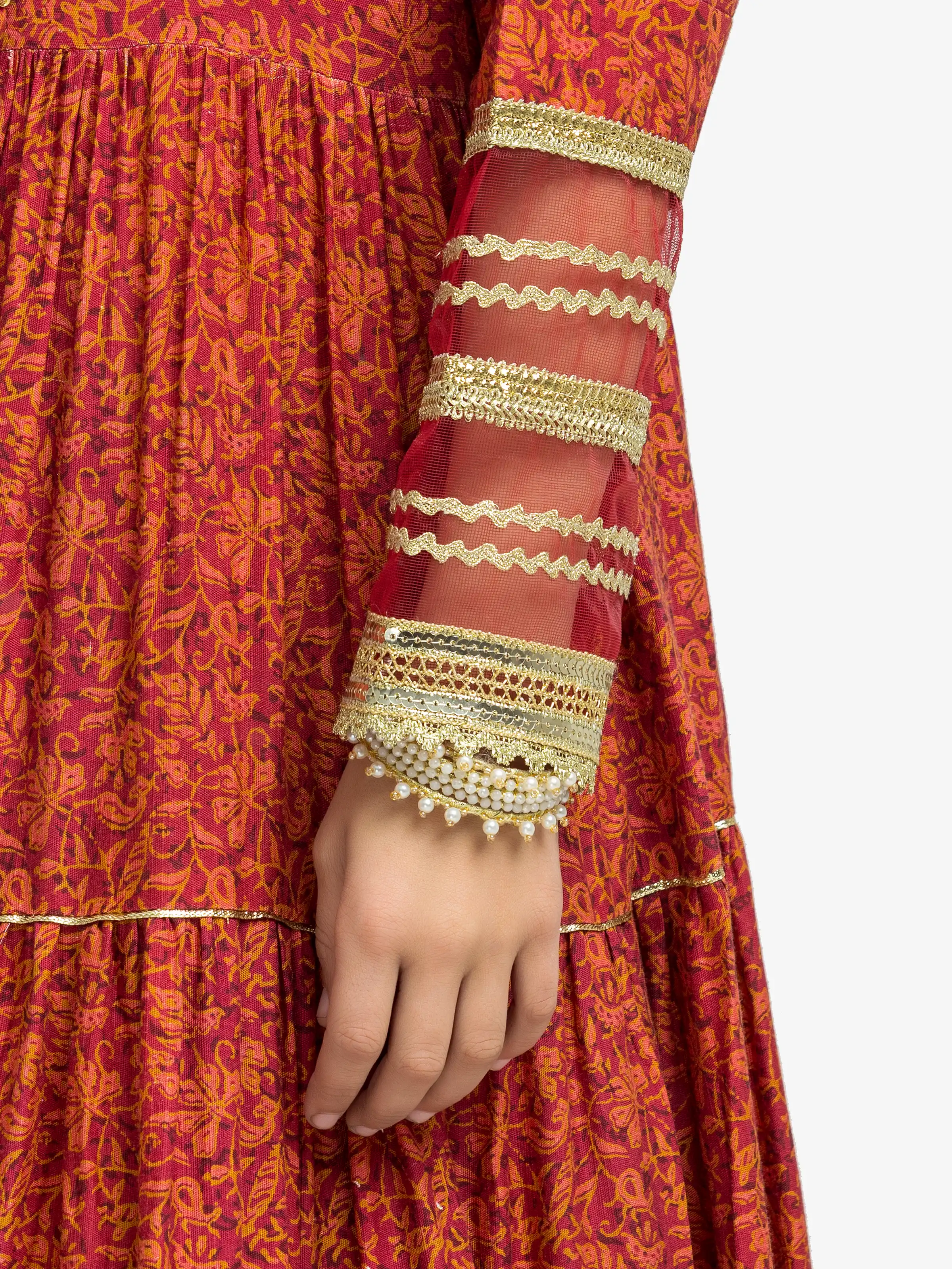 Embroidered Raw Silk Long Maxi - EGTPLE24-50026S - Image 3