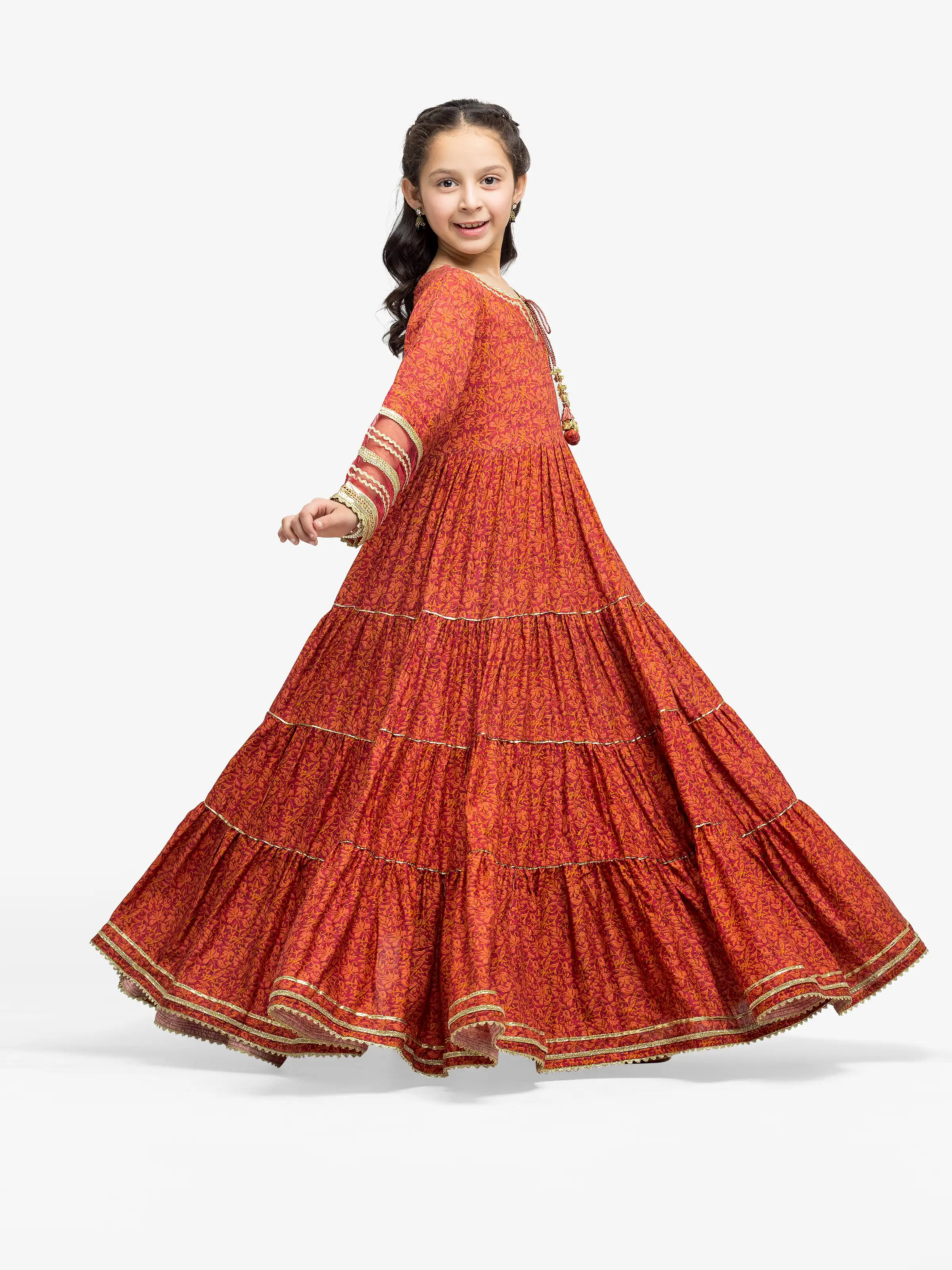 Embroidered Raw Silk Long Maxi - EGTPLE24-50026S - Image 4
