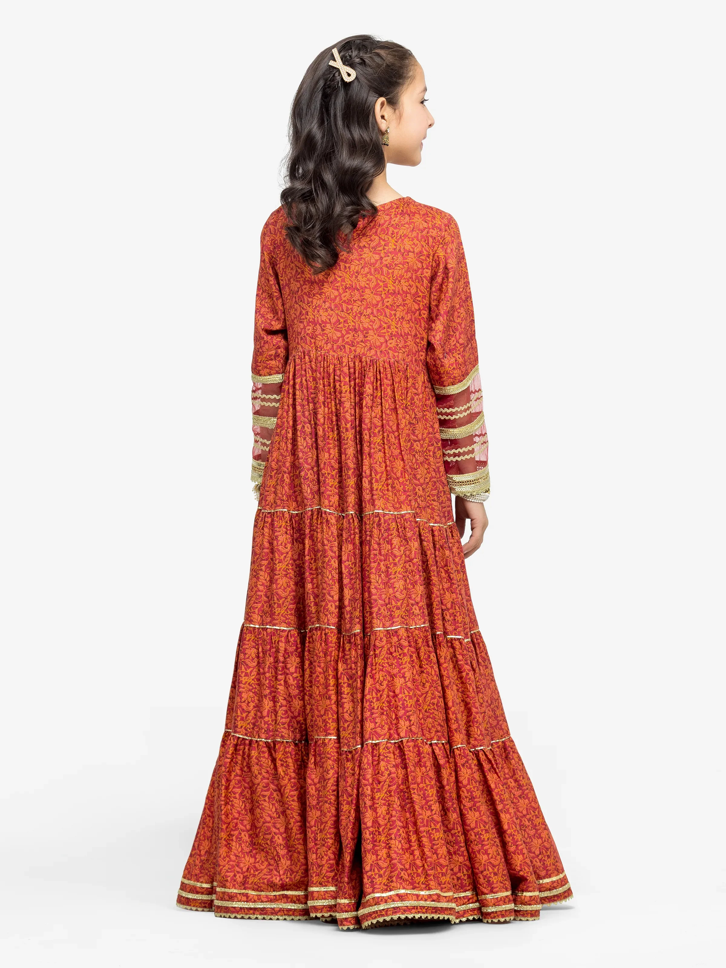 Embroidered Raw Silk Long Maxi - EGTPLE24-50026S - Image 5