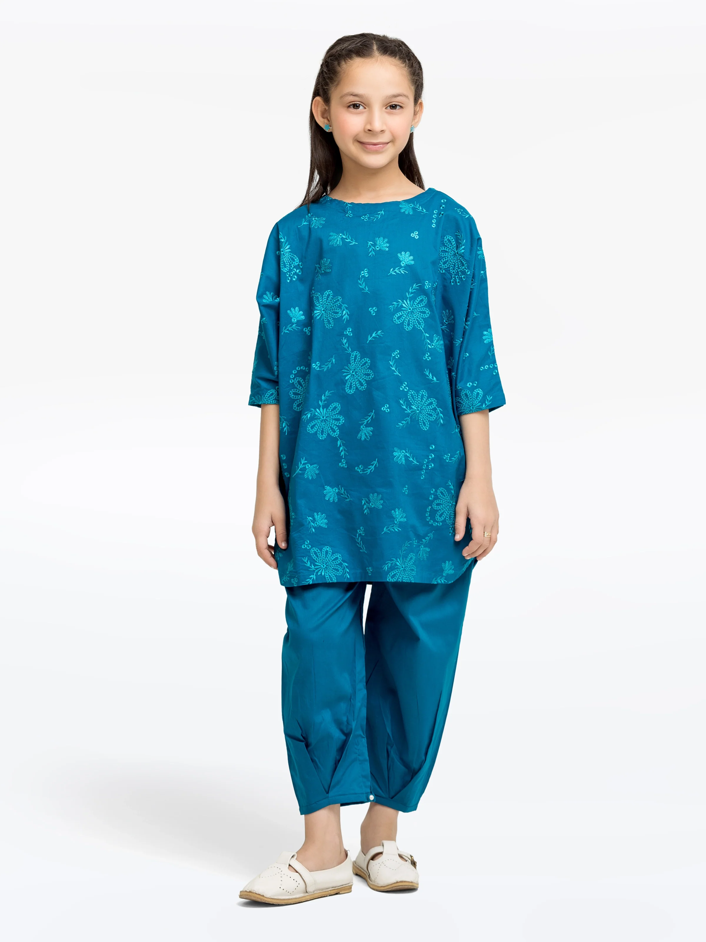 Embroidered Cambric Shirt Trouser - EGTKE24-70780ST