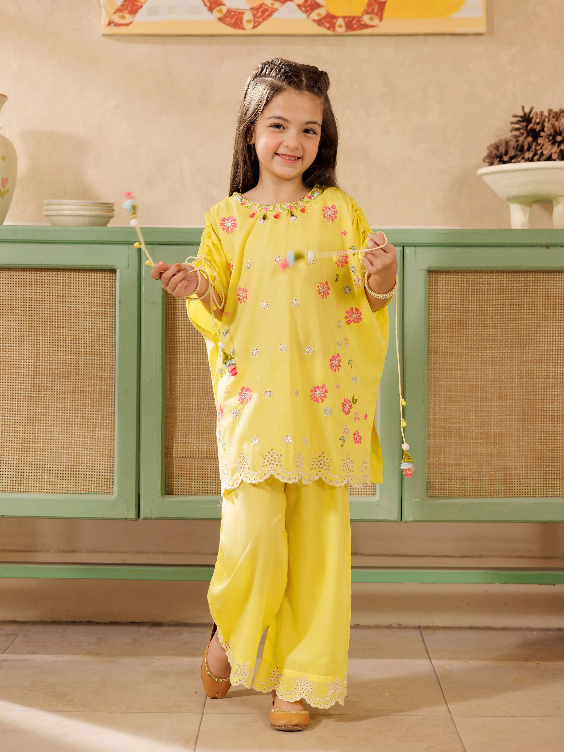Embroidered Cambric Co-Ord Set - EGTKE5-70964ST
