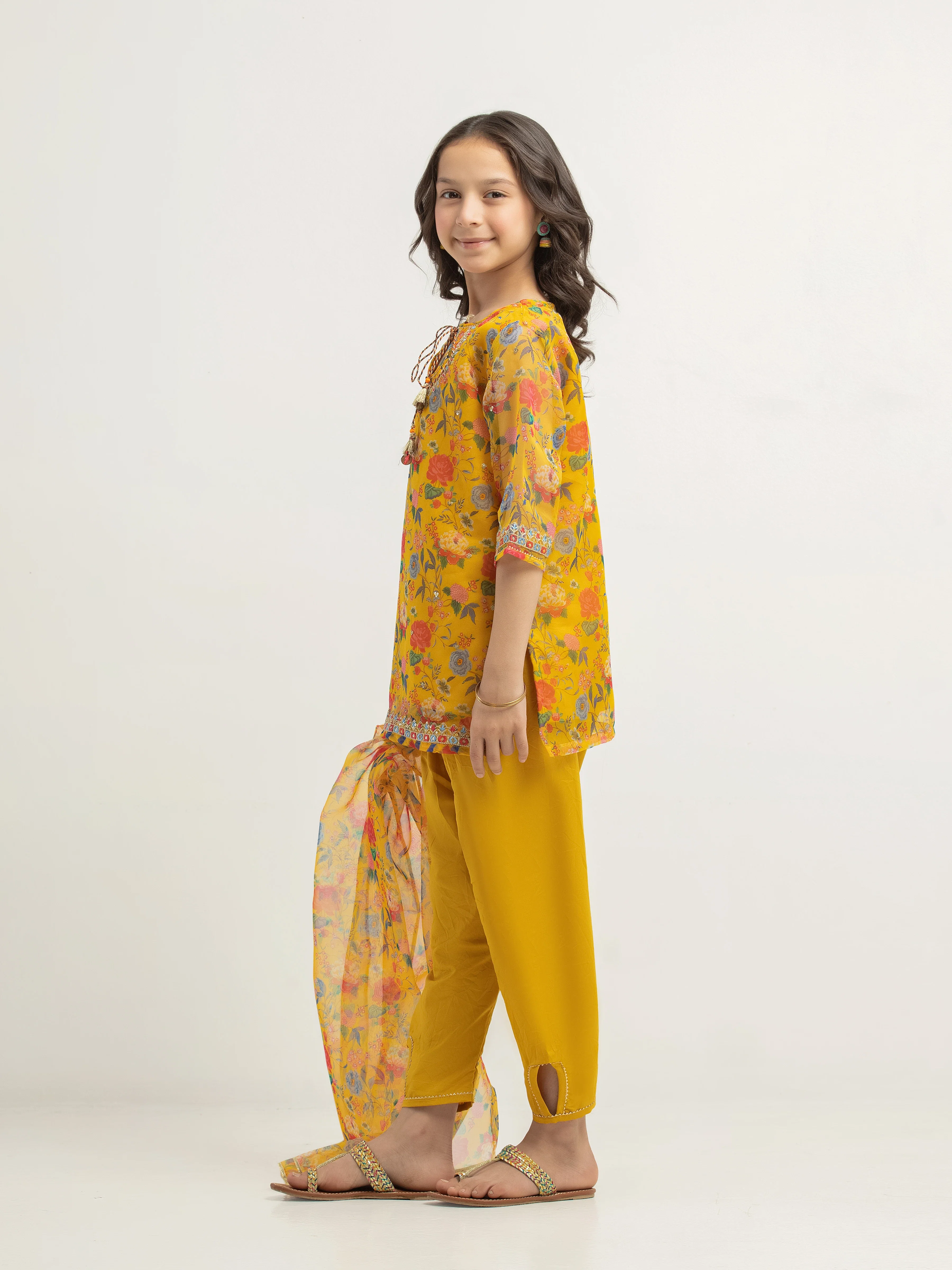 Embroidered Organza Suit - EGTKEP5-73078-3P - Image 4